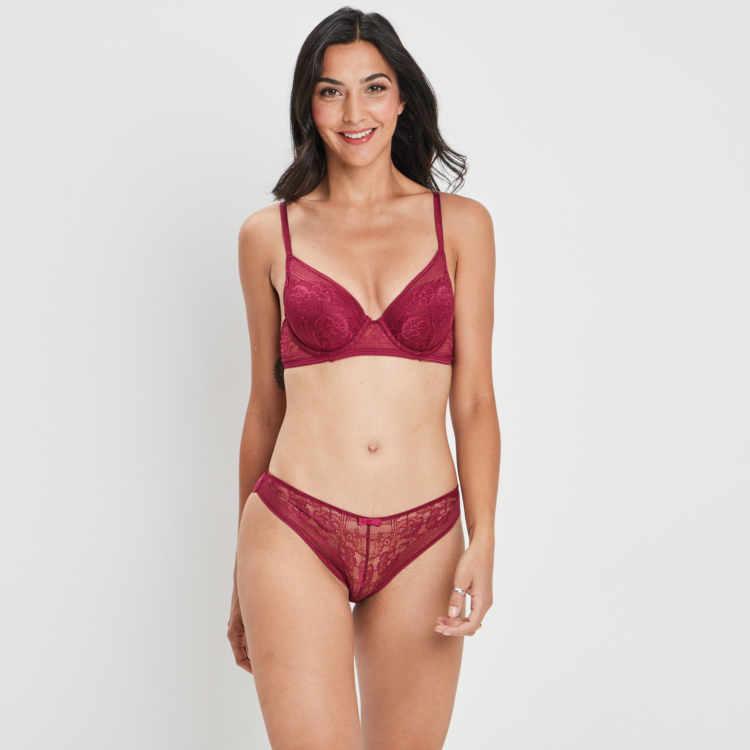 Culotte en dentelle rose framboise femme | La Halle
