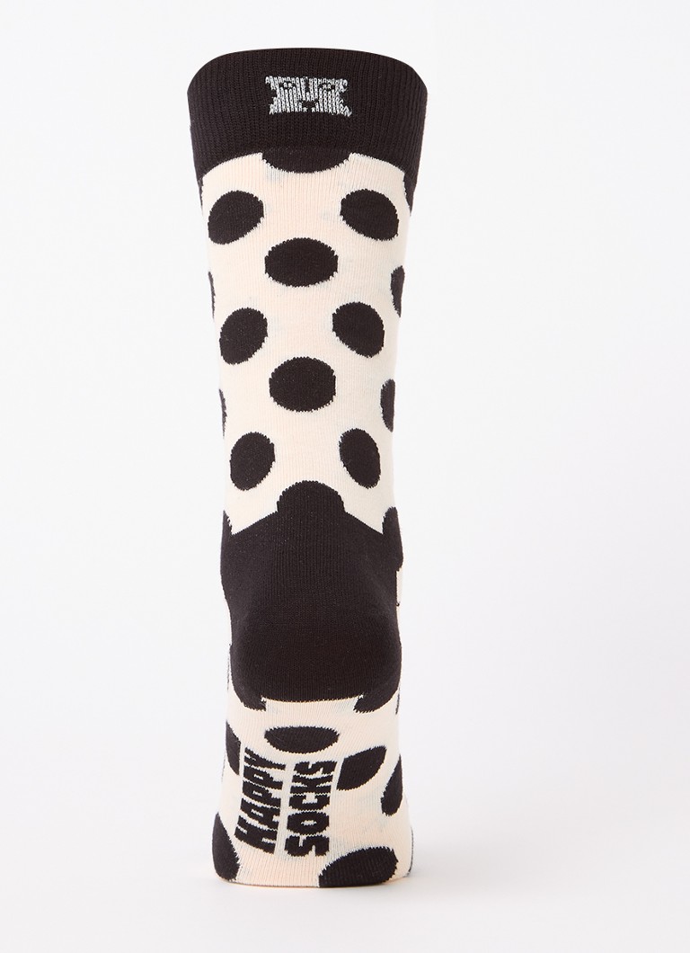 Șosete Happy Socks cu modele albe și negre, vândute în pachete de 3 într-o cutie cadou.