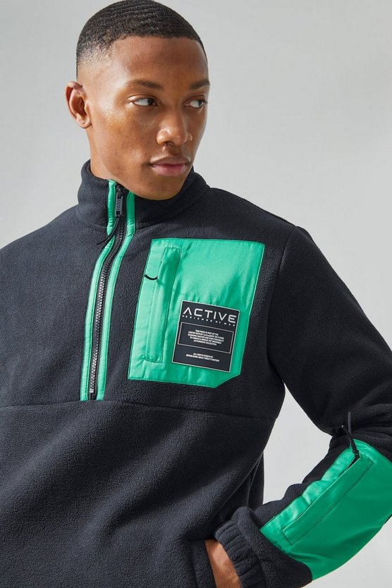 Fleece Sweatshirt mit Trichterkragen und 1/4 Reißverschluss