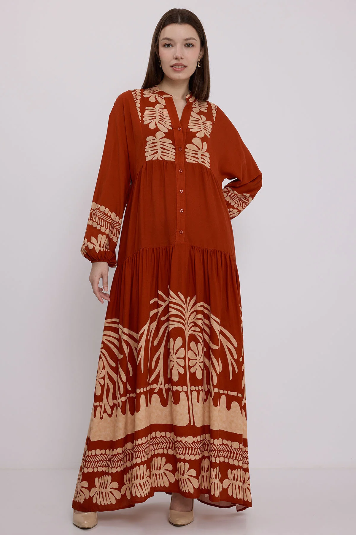 Bigdart  Damen-Hijab-Kleid aus ziegelroter Viskose 2423