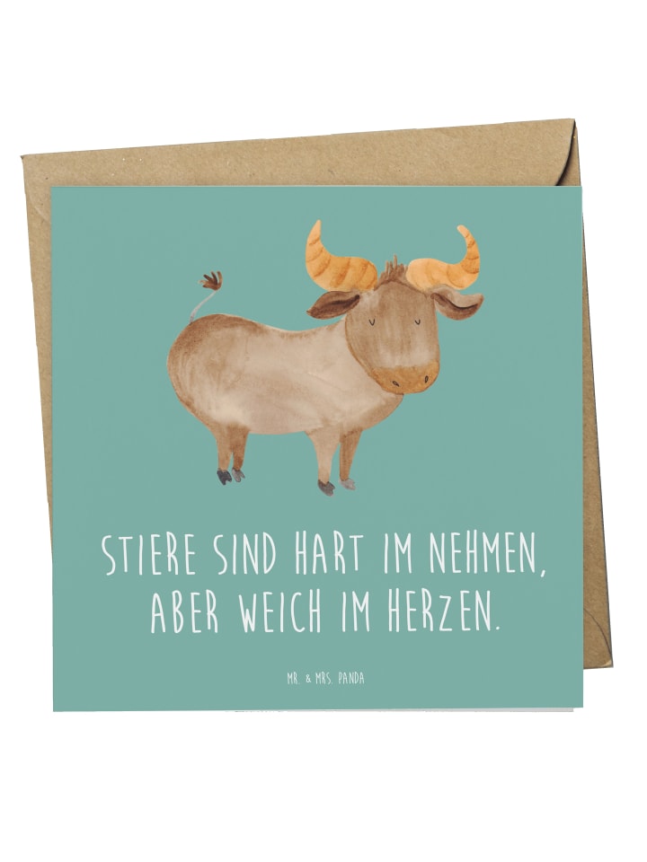 Mr. & Mrs. Panda Deluxe Karte Stier Herz mit Spruch in Meeresbrise günstig kaufen onesize