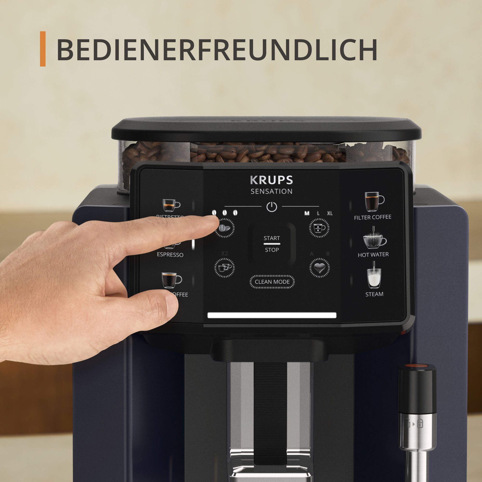 Krups Kaffeevollautomat EA910B.23 Sensation Milk Bundle, mit Krups Milchaufschäumer im Wert von UVP 79,99