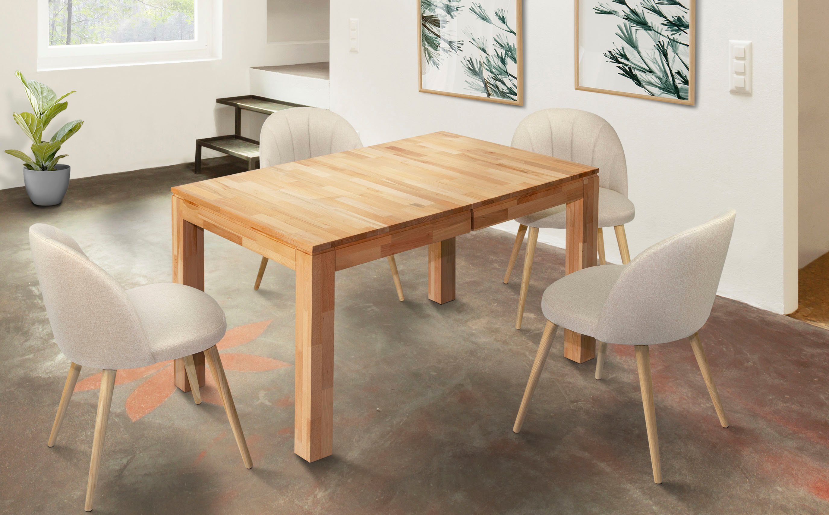 INOSIGN Polsterstuhl Donna (Set, 2 St), aus massiver Eiche natur