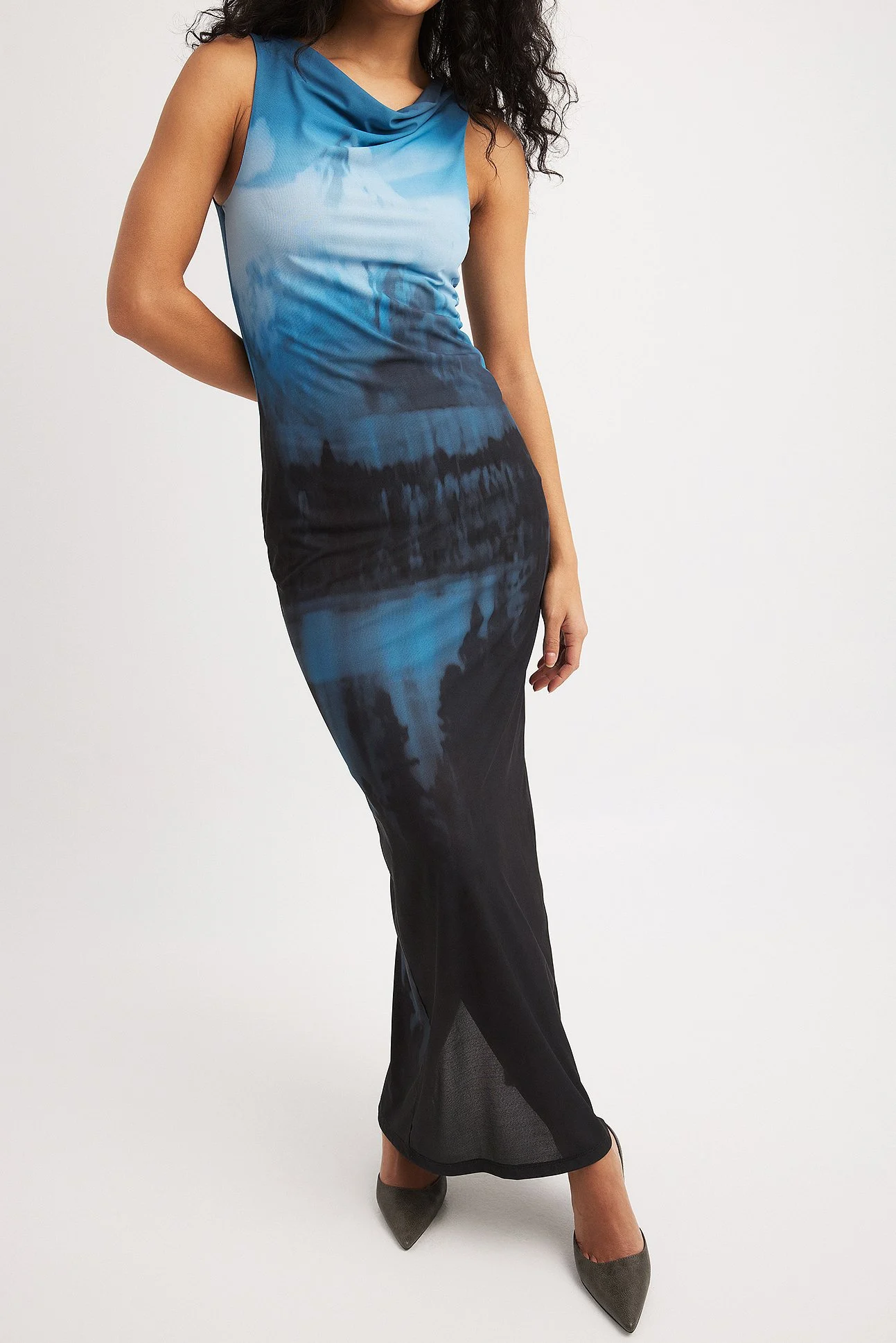 Ärmelloses Mesh-Maxikleid