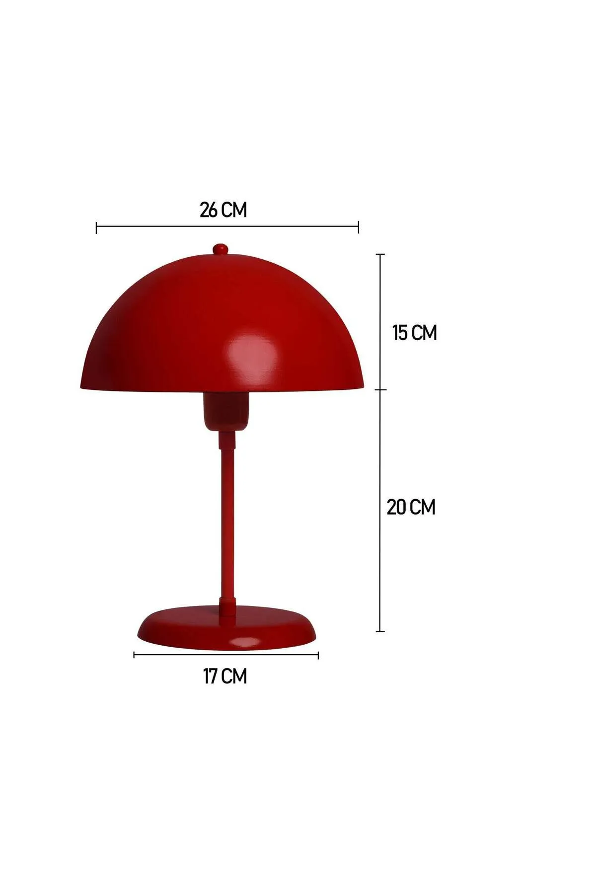 Bamyum  Lipeo Kleine Tischlampe 30cm, Pilzlampe Metall, Rote Lampe
