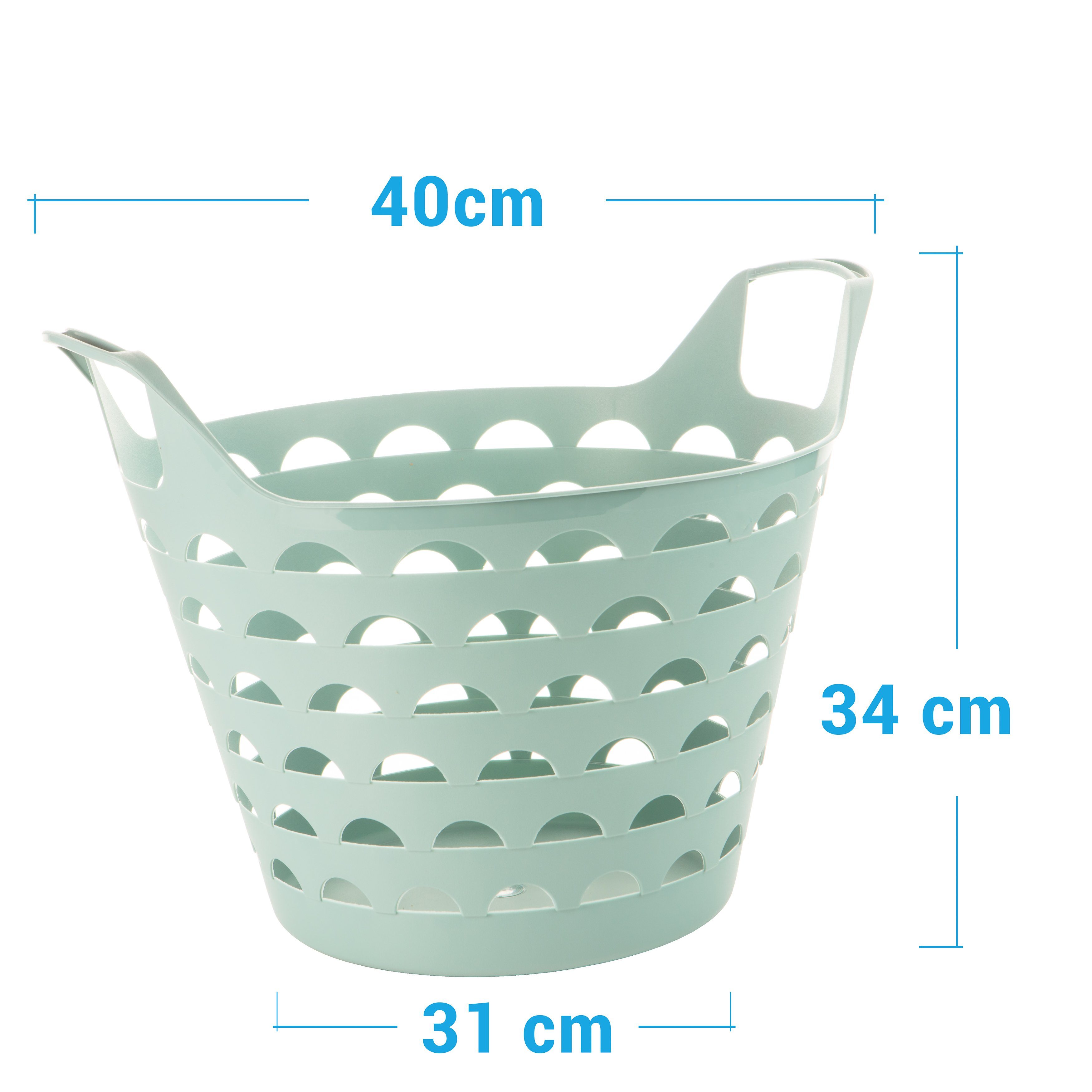 Centi Wäschekorb Wäschewanne mit Griffen (Set, 3 St., 1 x 40 x 34 cm (ca. 14 Liter) 3 Farben: blau, grün, sand), Wäschekorb Flexi, Made in EU