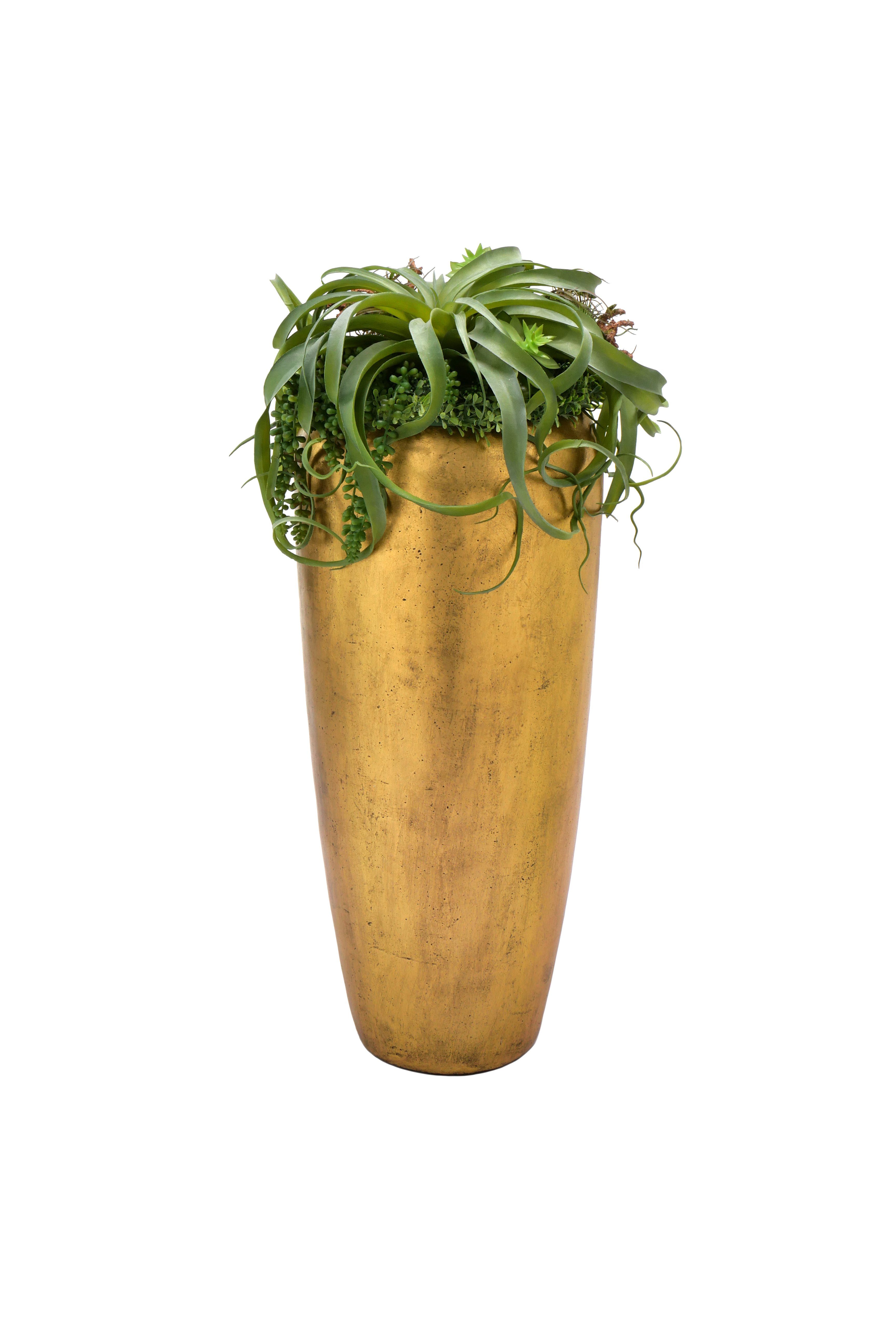 Flingora Bodenvase Cleo, mit Einsatz - Fiberglas - Indoor - Gold - Höhe 75 cm