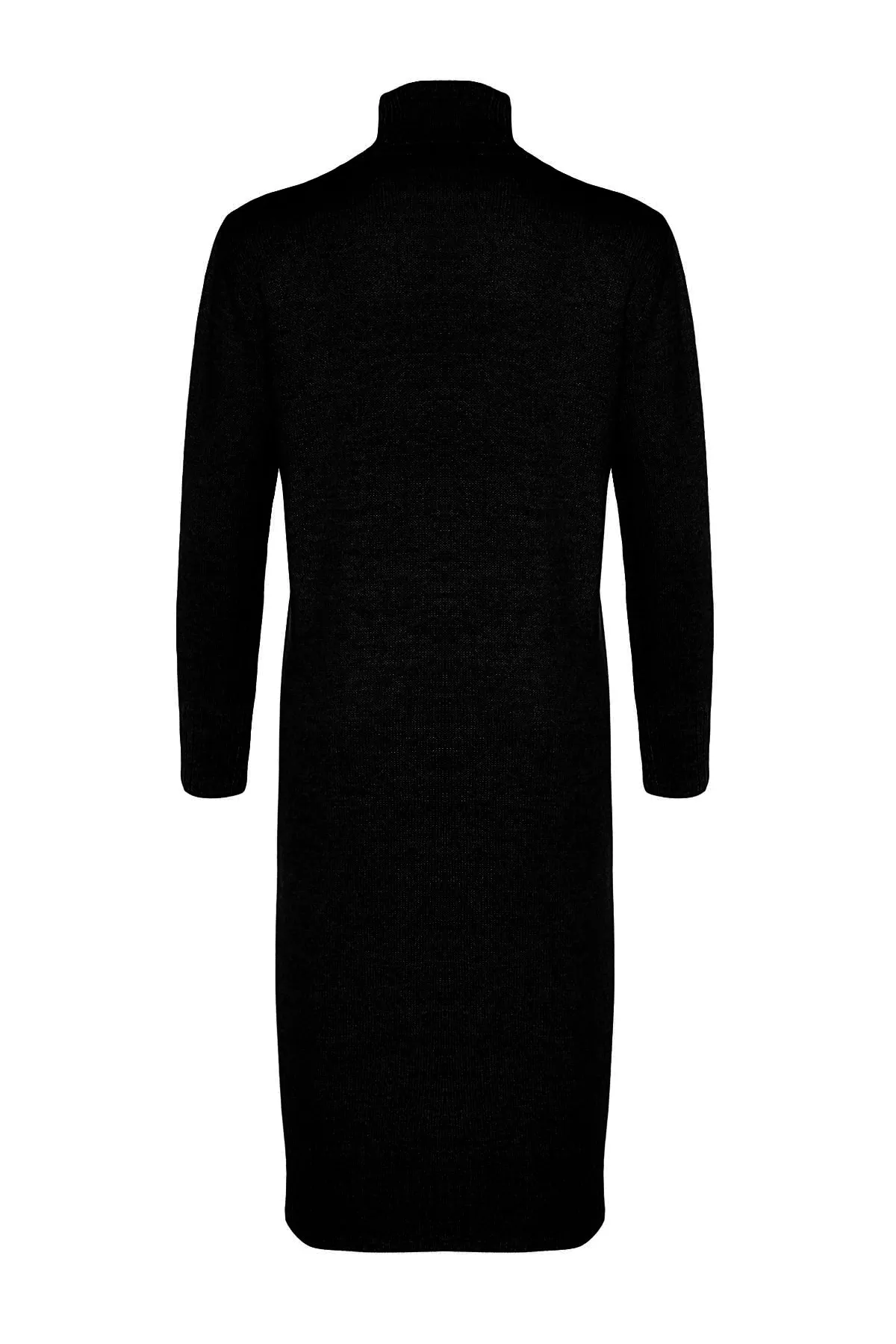 Trendyol Collection  Schwarzes, weit geschnittenes Midi-Strickkleid mit Rollkragen TWOAW24EL00034