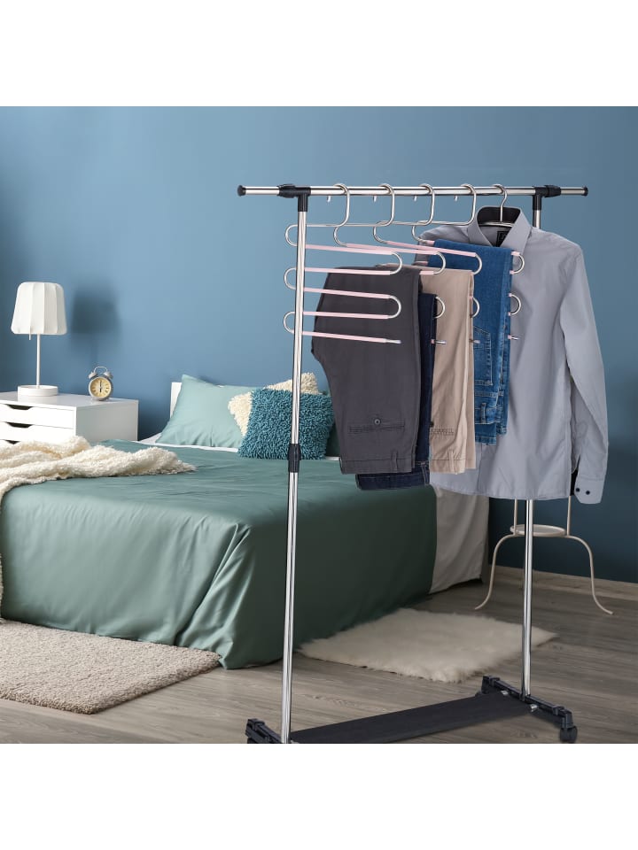 relaxdays 4 x Mehrfach-Hosenbügel in Silber/ Rosa günstig kaufen onesize