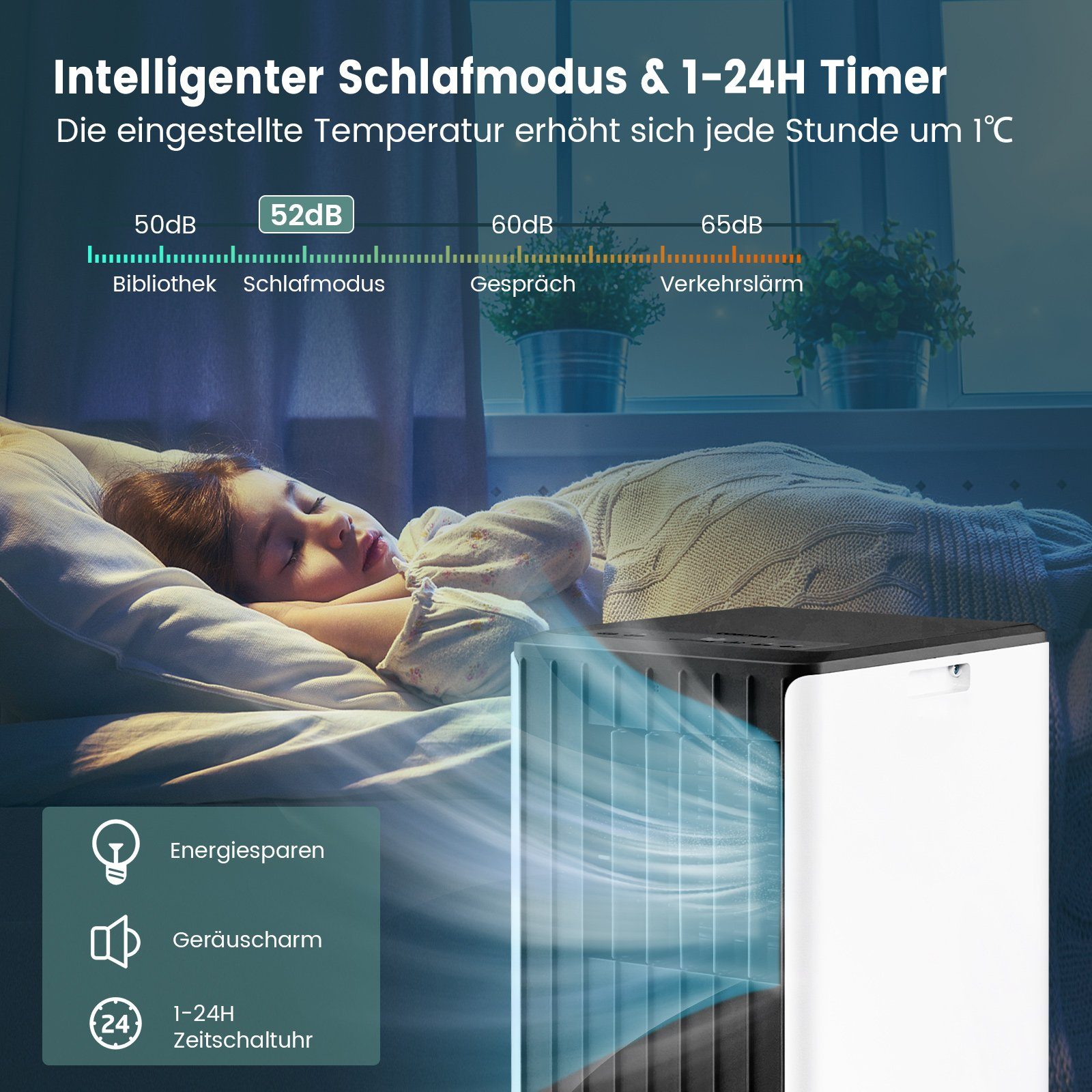 COSTWAY 3-in-1-Klimagerät, 9000BTU/2,6kW, mit Fernbedienung/ App, 16℃ -31℃