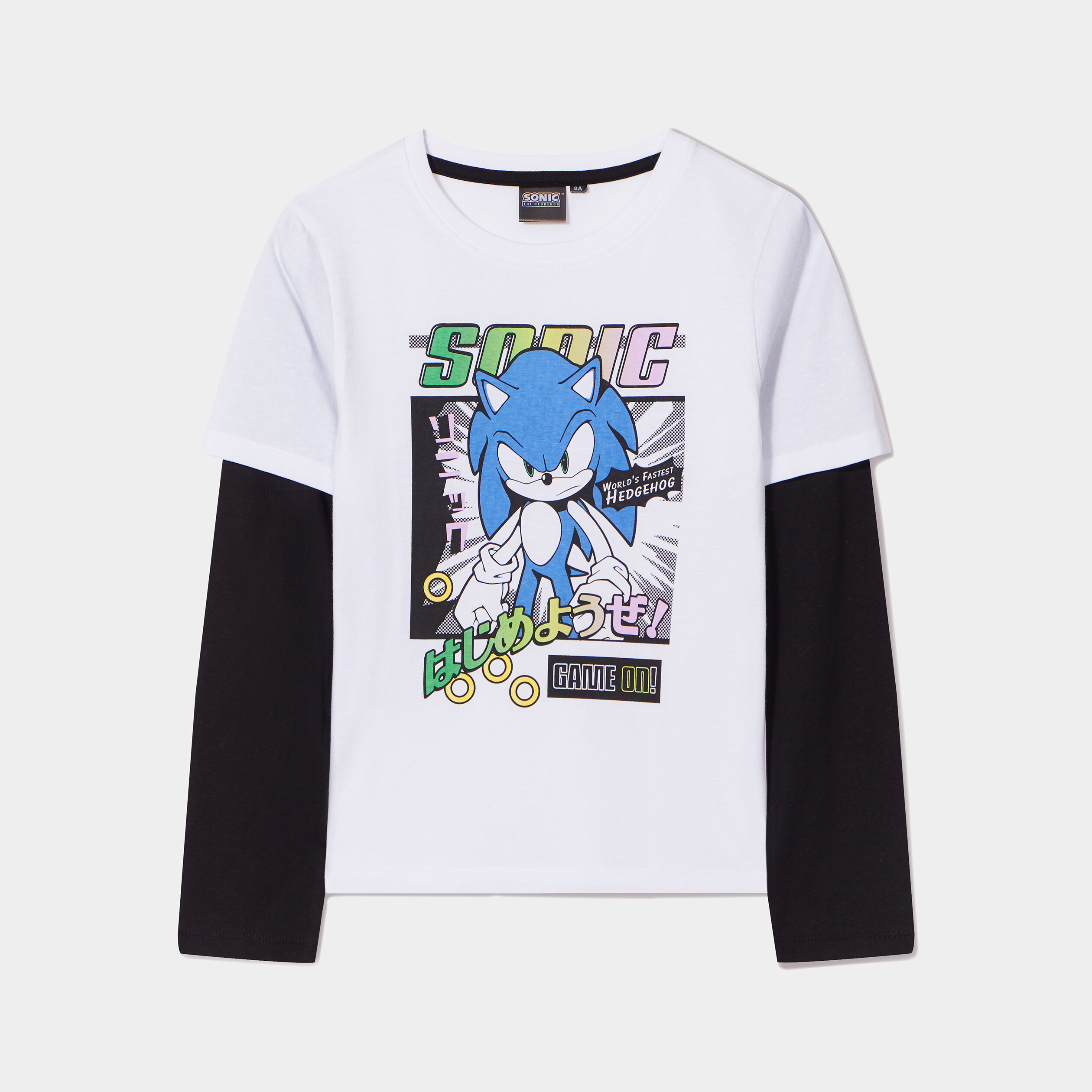 T-shirt manches longues 2-en-1 Sonic blanc garçon | La Halle