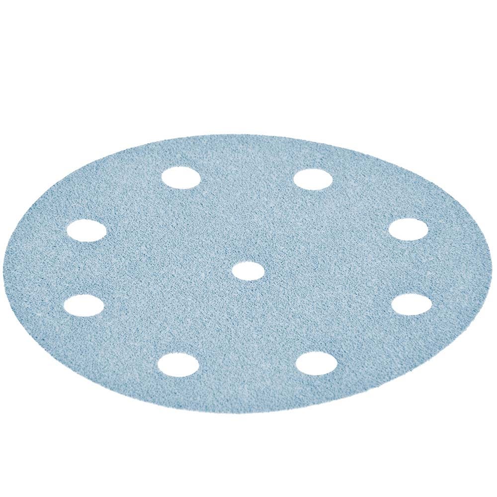 Disco de lixa de granada FESTOOL de 125 mm, grão 40, 9 furos, pacote com 10 unidades. 497145