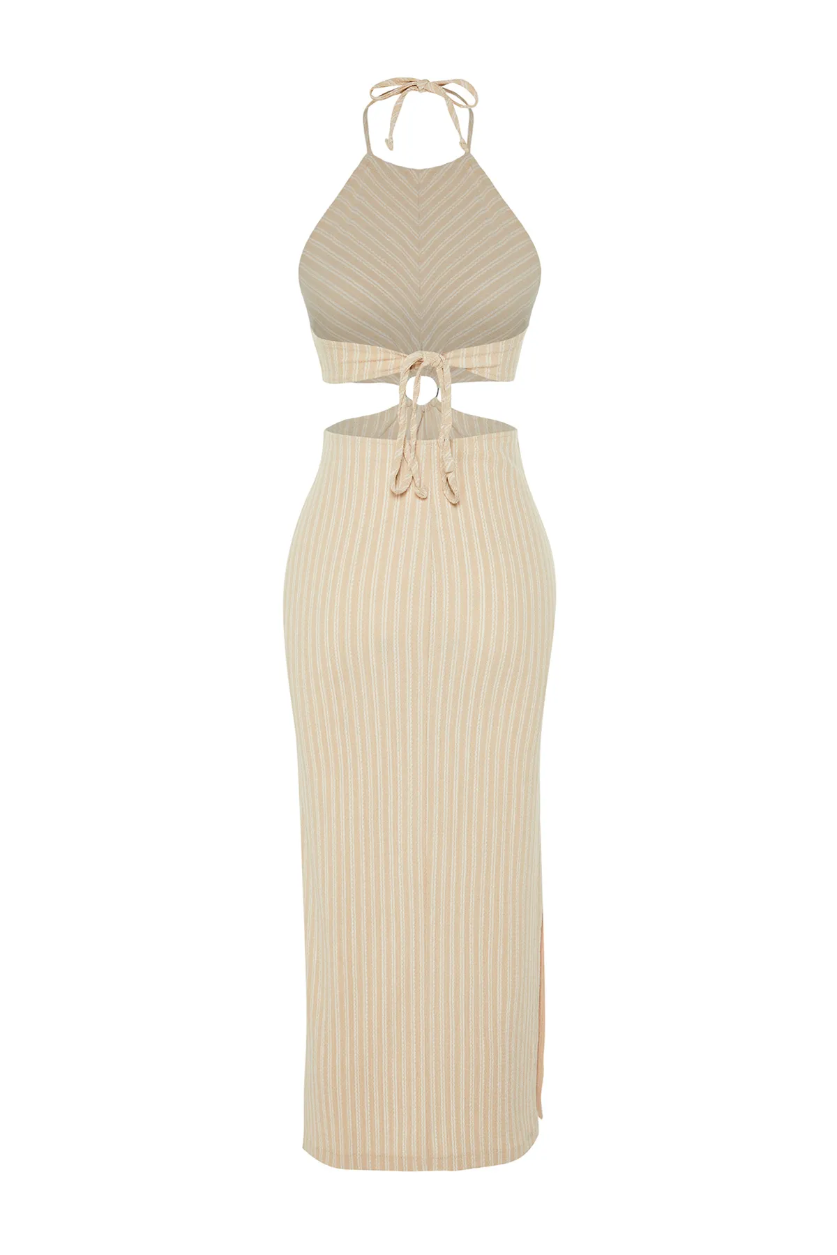 Trendyol Collection  Beiges Maxi-Strickaccessoires-Strandkleid im Strick-Look TBESS23EL00066