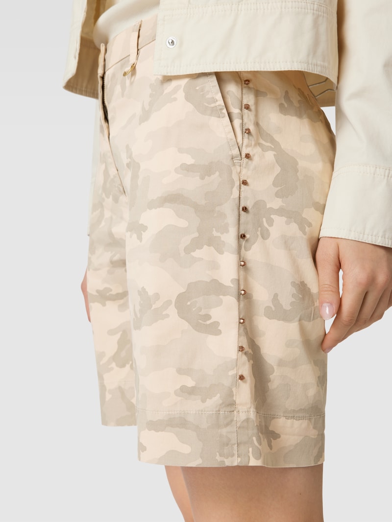 Bermudas mit Allover-Muster Modell 'JACQUELINE CURVY' in beige