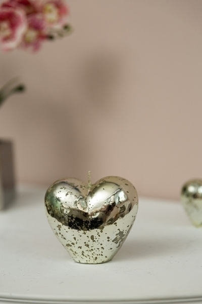 MyFlair Herzkerze in silber - Groß