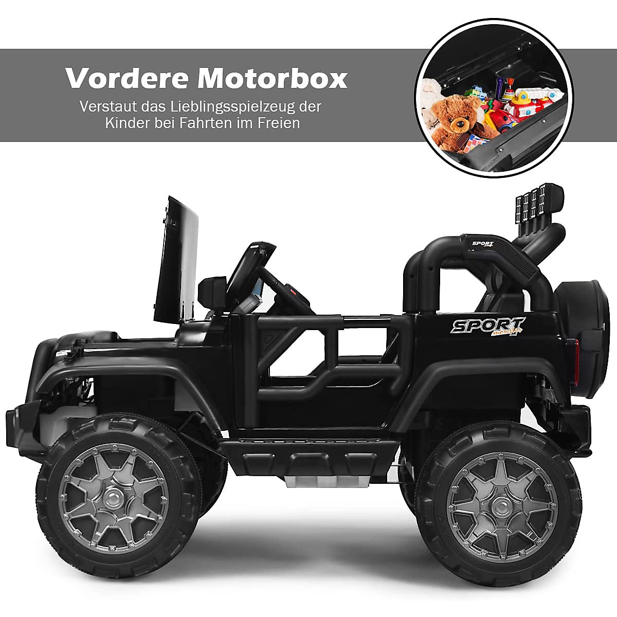 Elektroauto Jeep 2 Sitzer mit 3 Geschwindigkeiten schwarz