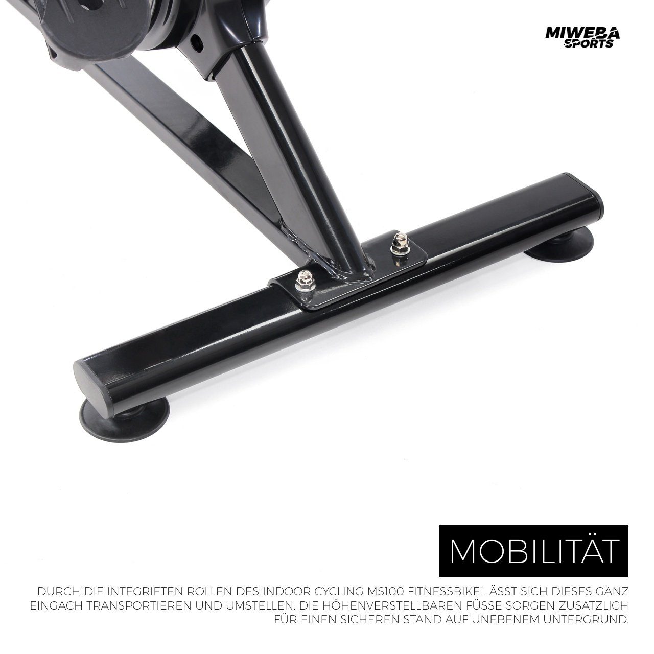 Miweba Sports Speedbike Profi Indoor Cycle Bike MS100 - 10 Kg Schwungmasse (Sportgeräte für zu hause, Heimtrainer Fahrrad, Trimmrad, Fahrradtrainer, Cardio, Sport, Training, Ganzkörpertraining, LCD Display, Pulsmesser, 2in1 Schlaufenpedale, Not-Stopp