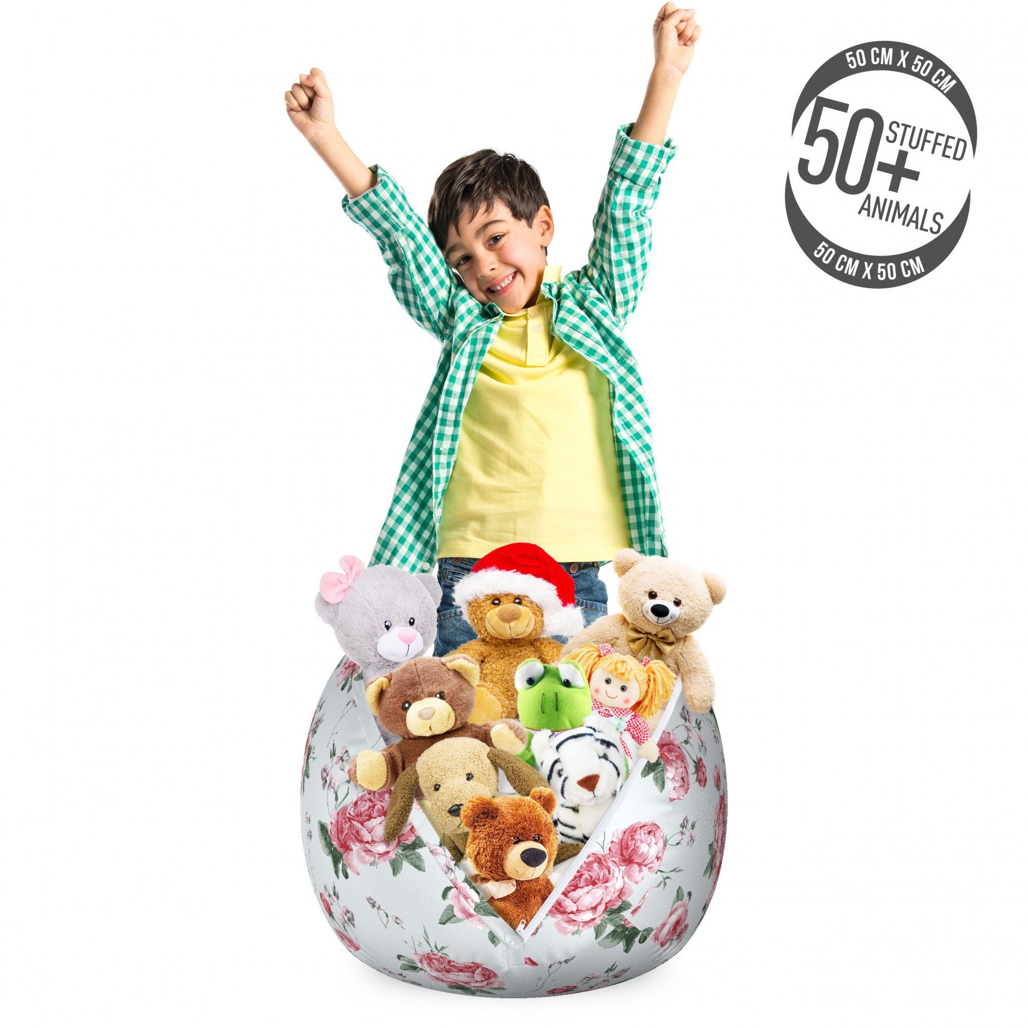 Abakuhaus Spielzeugtruhe Gefüllter Tier Organizer Waschbare Tasche für Kinder, Romantisch Frühlings-Blumen-Rosen