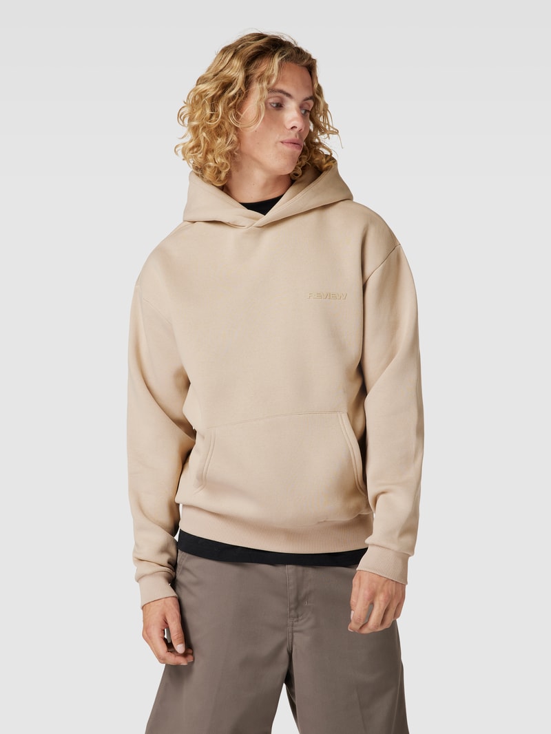 Hoodie mit Label-Print in taupe