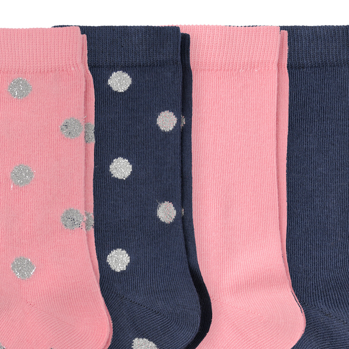4 Paar Mädchen Socken mit Glitzer-Details