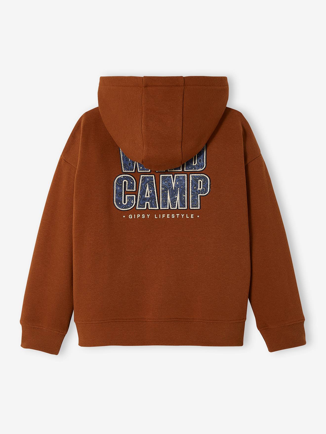 Sweat à capuche zippé garçon marron fonce