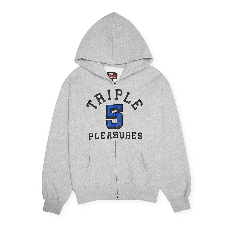 Pleasures x N.E.R.D. Applique Zip Up Hoodie heather grey