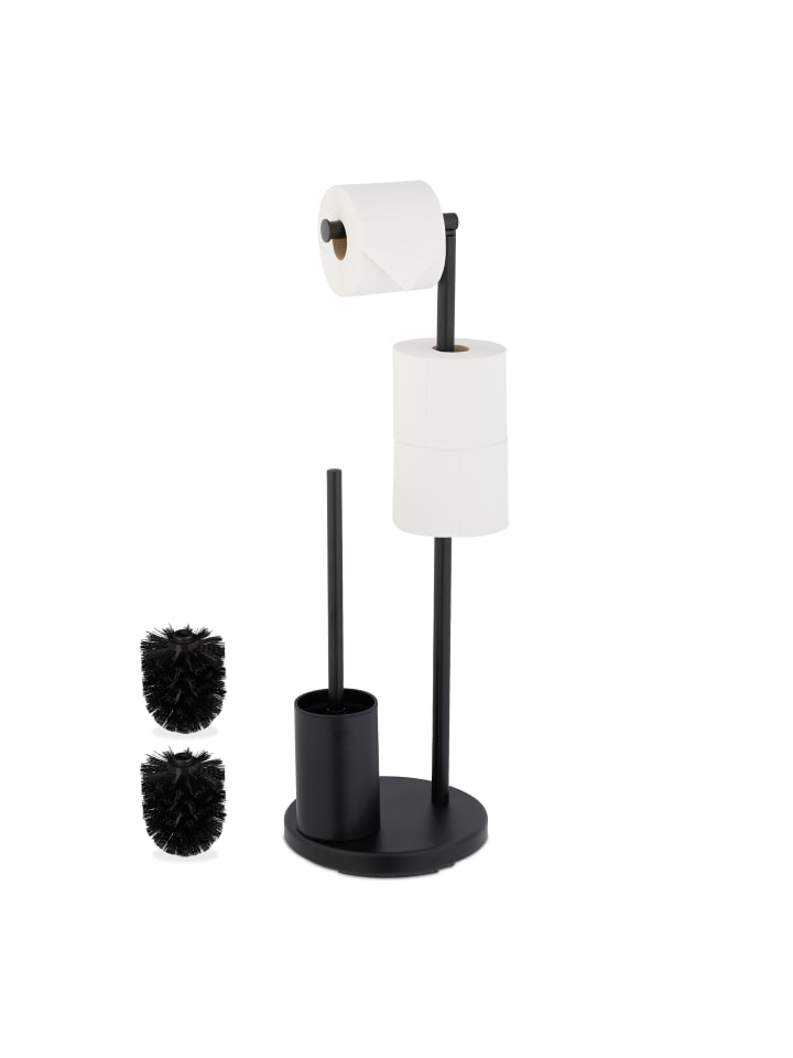 relaxdays WC Garnitur in Schwarz - (H)68 x Ø22 cm günstig kaufen onesize