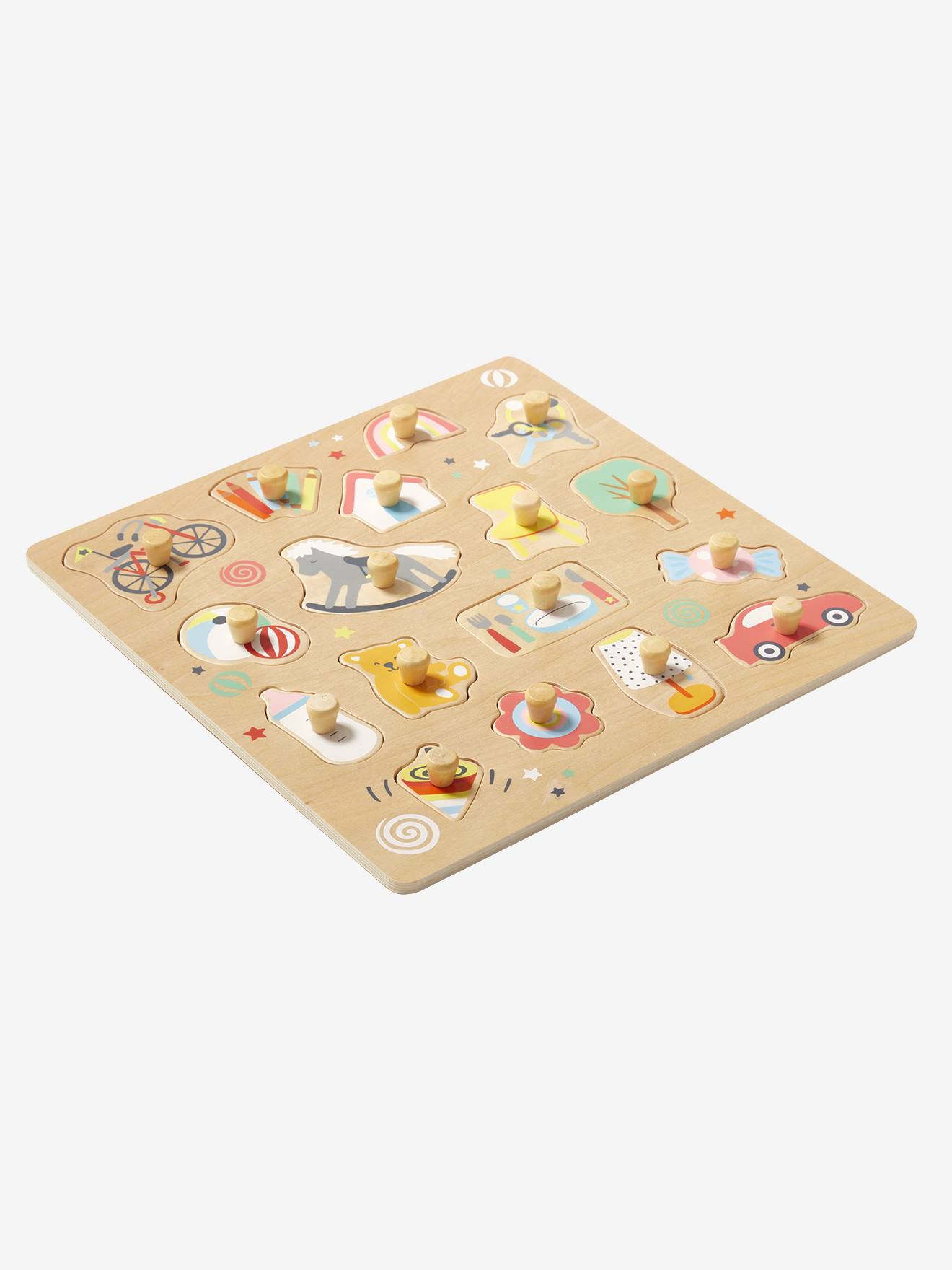 Puzzle bouton Happy en bois FSC® multicolore