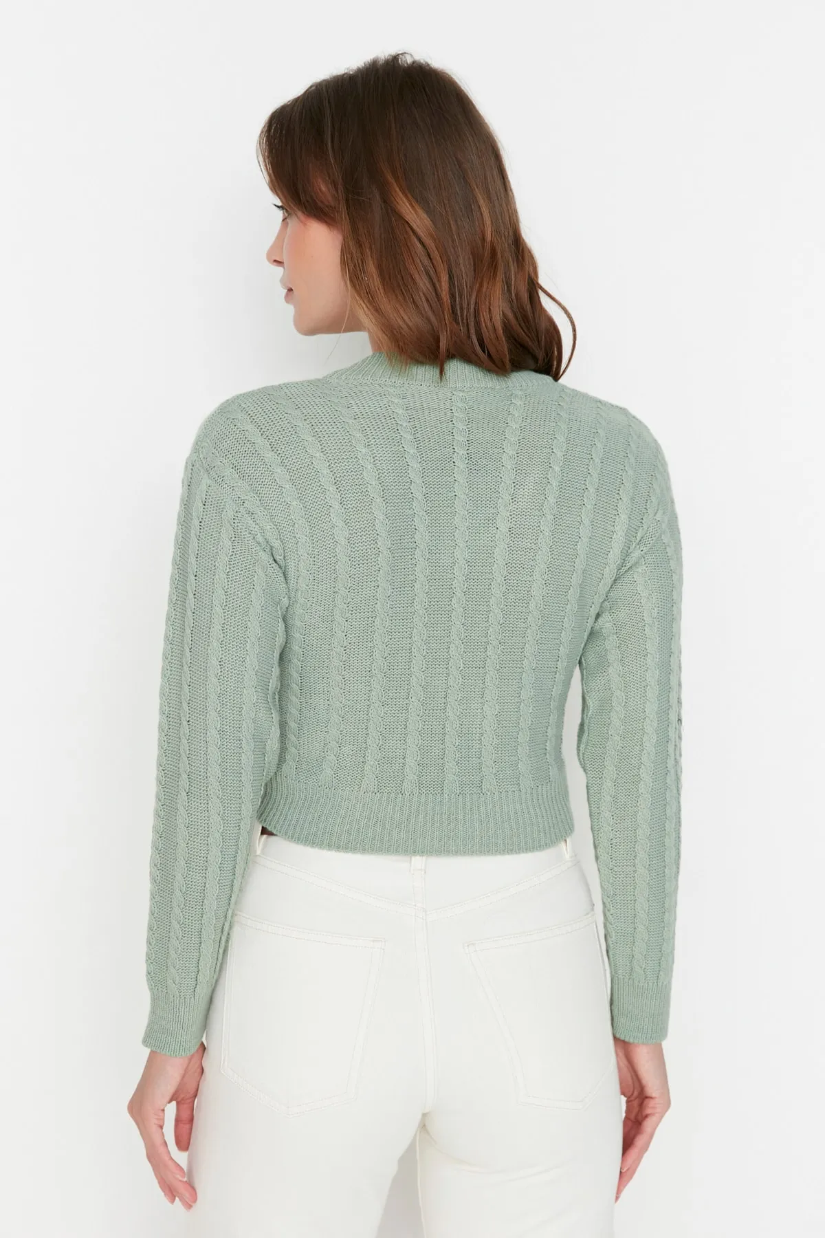 Trendyol Collection  Mintgrüner, kurzer Strickpullover mit Detail TWOAW23KZ00804