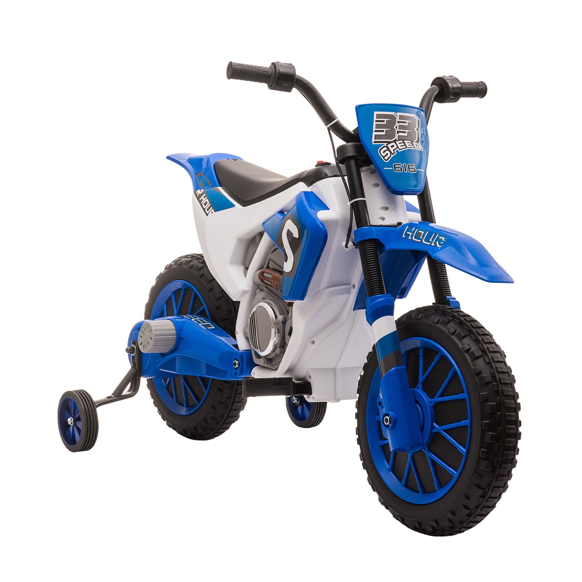 HOMCOM electric children's motorcycle electric vehicle with 2 removable support wheels for children aged 3 and over, load capacity 30 kg, (1 piece), including battery and charger