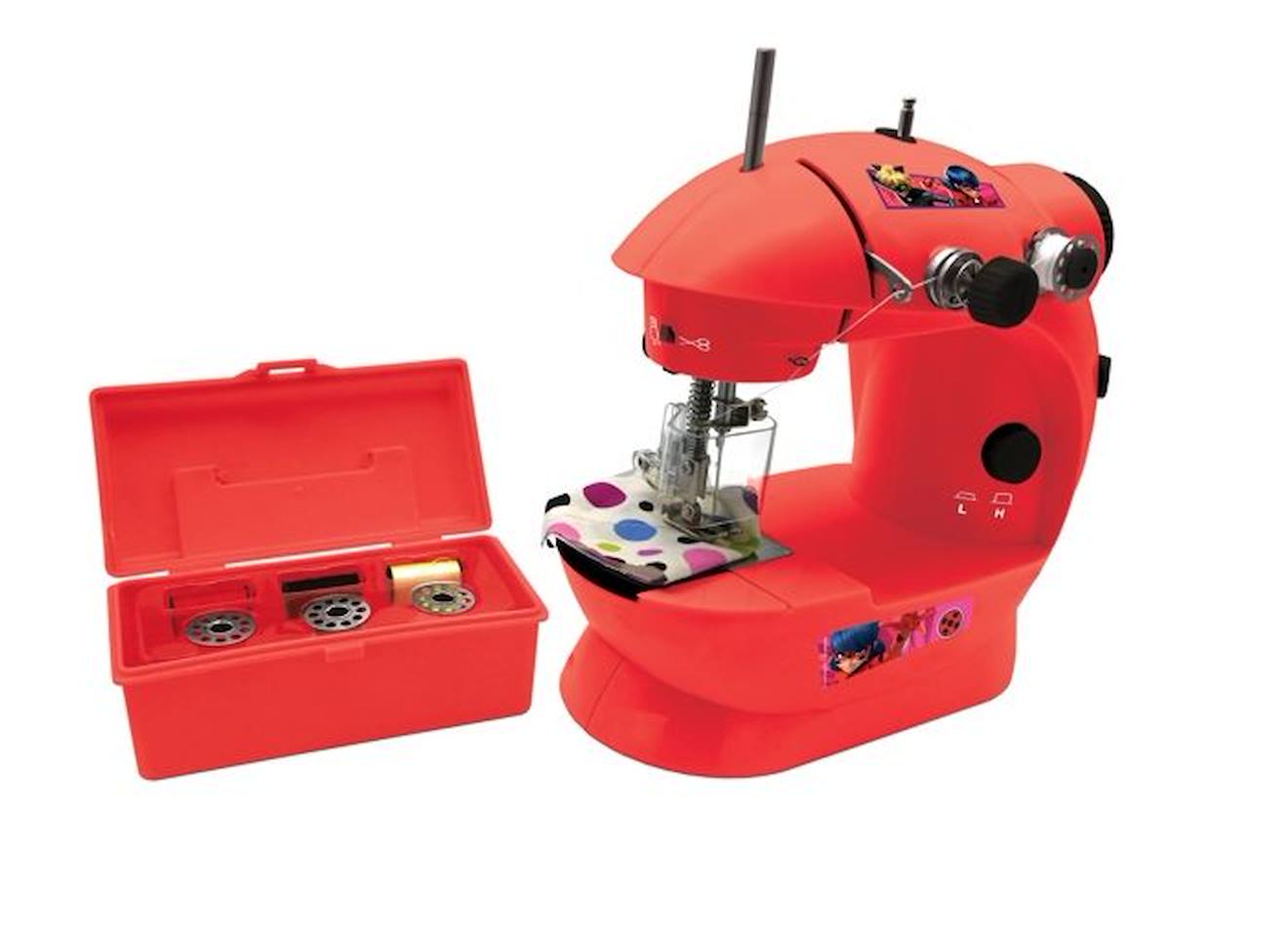 Machine à coudre Miraculous avec boite à accessoires rouge