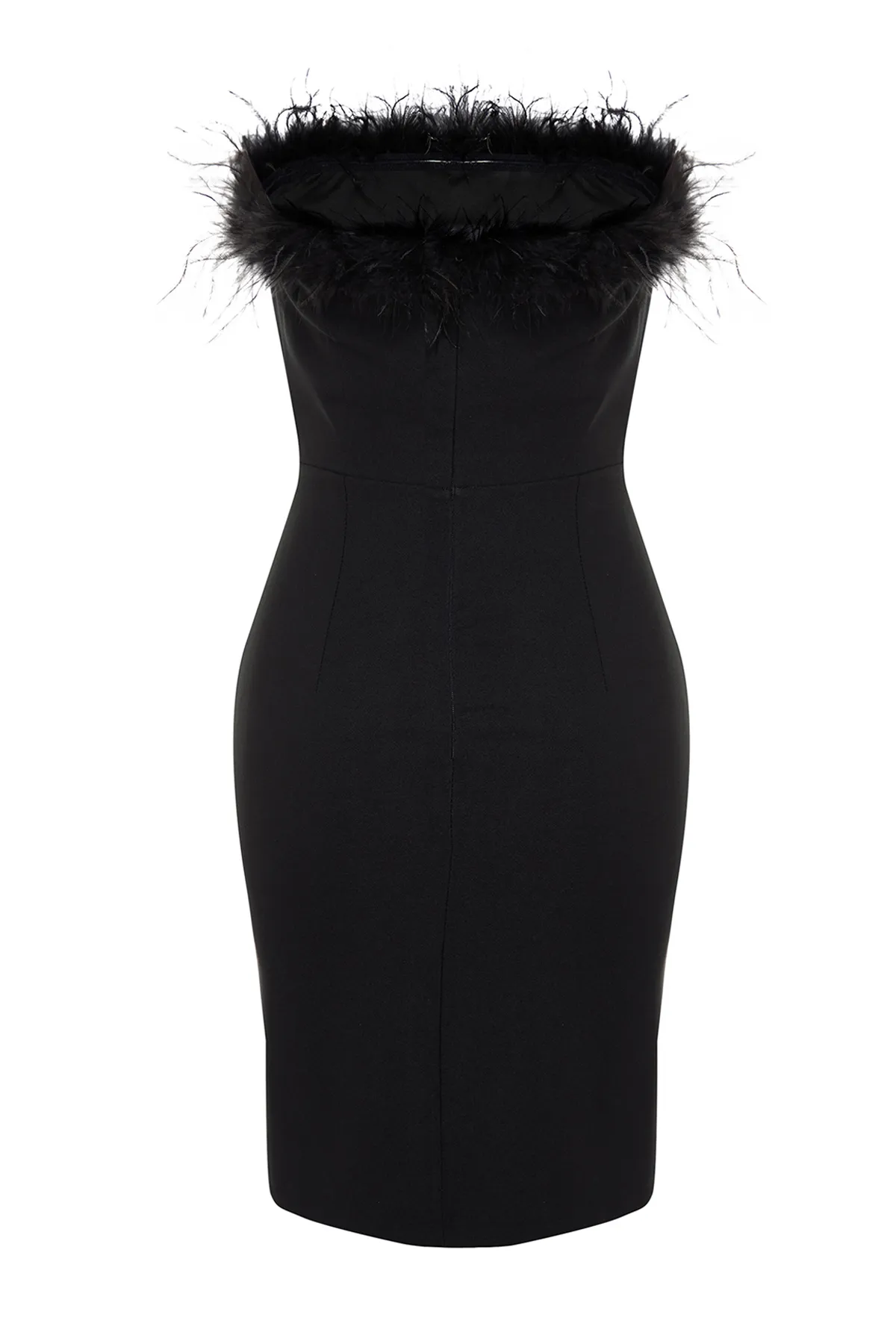 Trendyol Collection  Schwarzes, figurbetontes, gefüttertes, gewebtes Abendkleid TPRSS23EL00547