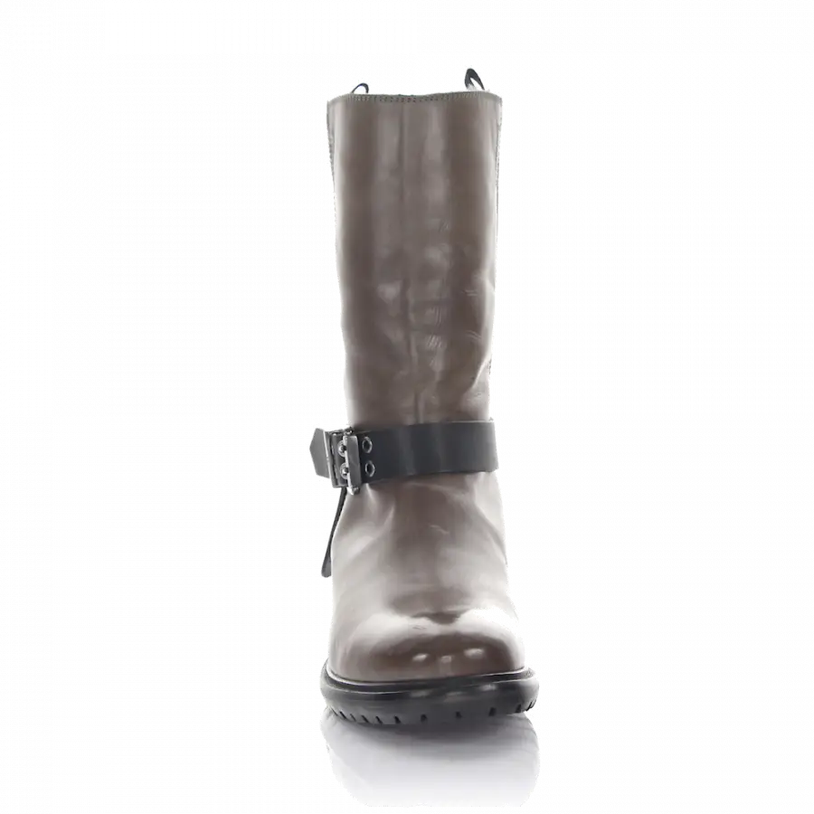 Rossano Bisconti - Stiefel PARMA Kalbsleder Zierschnalle braun - grau