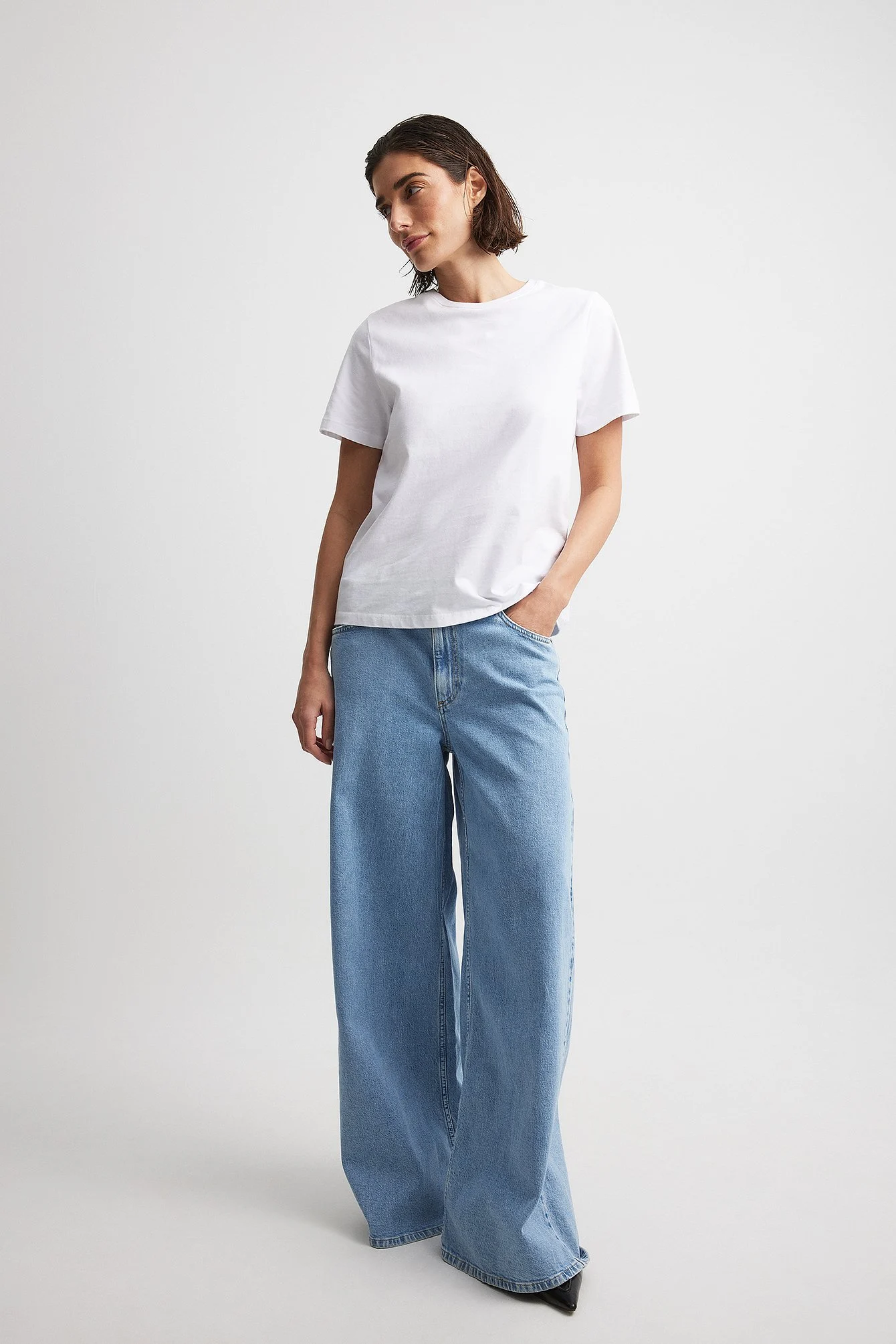 Weite Jeans mit niedriger Taille