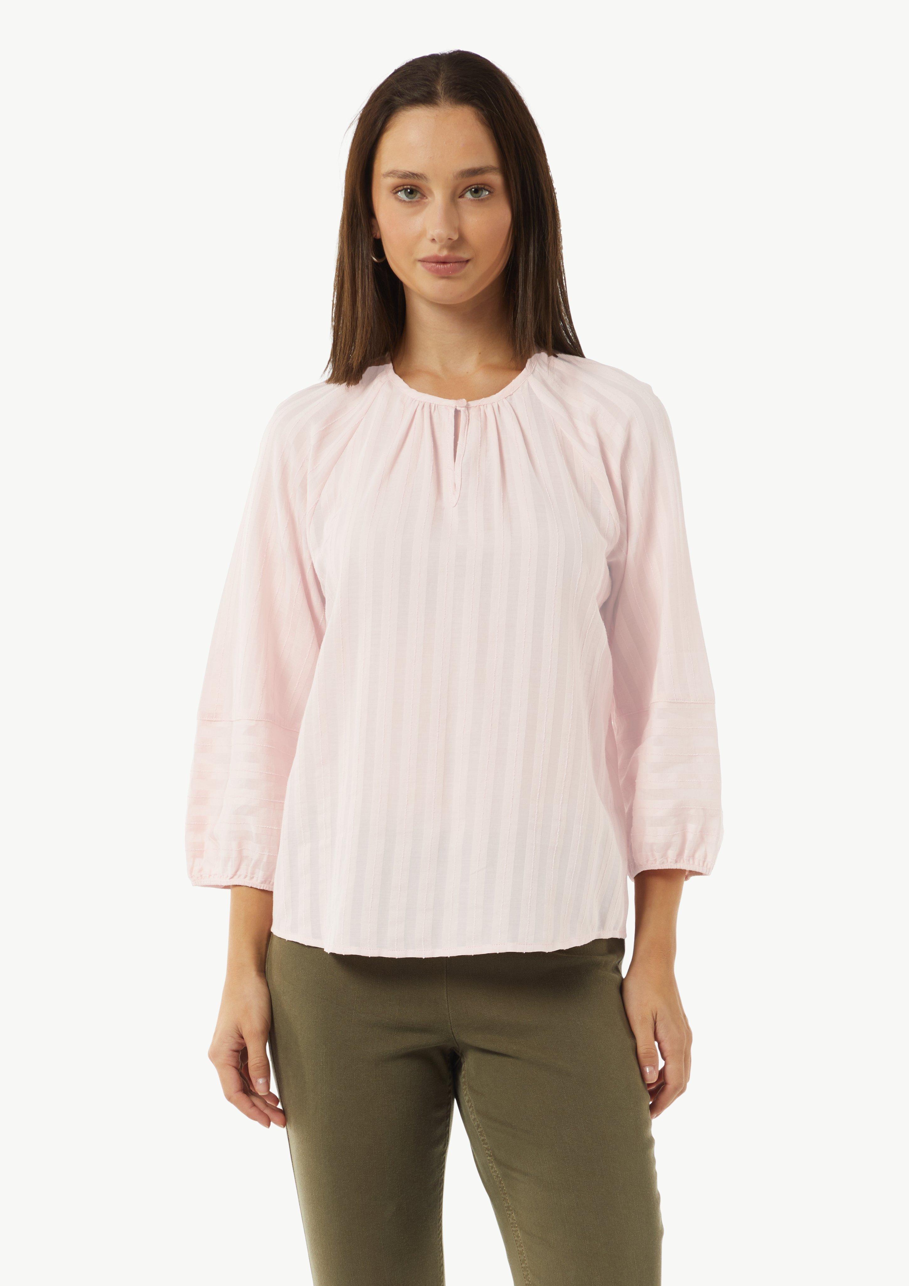 Tunika-Bluse aus Streifen-Jacquard - rosa