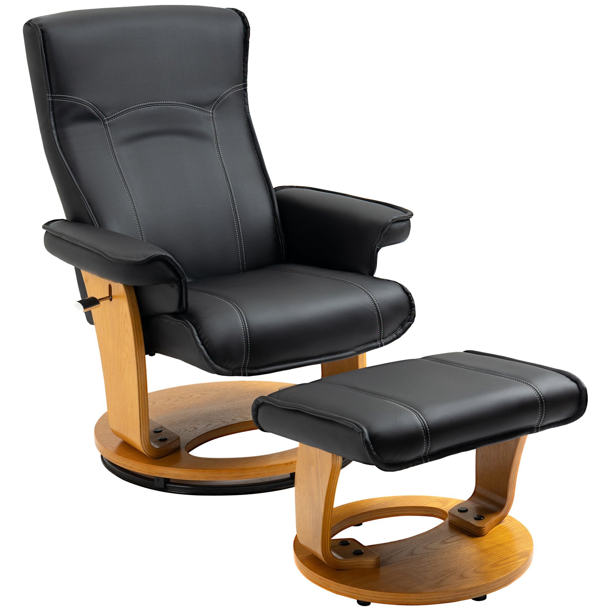 HOMCOM Polsterstuhl Ruhesessel mit Liegefunktion (Drehbarer TV-Sessel, 2 St), BxLxH: 77x76x105 cm