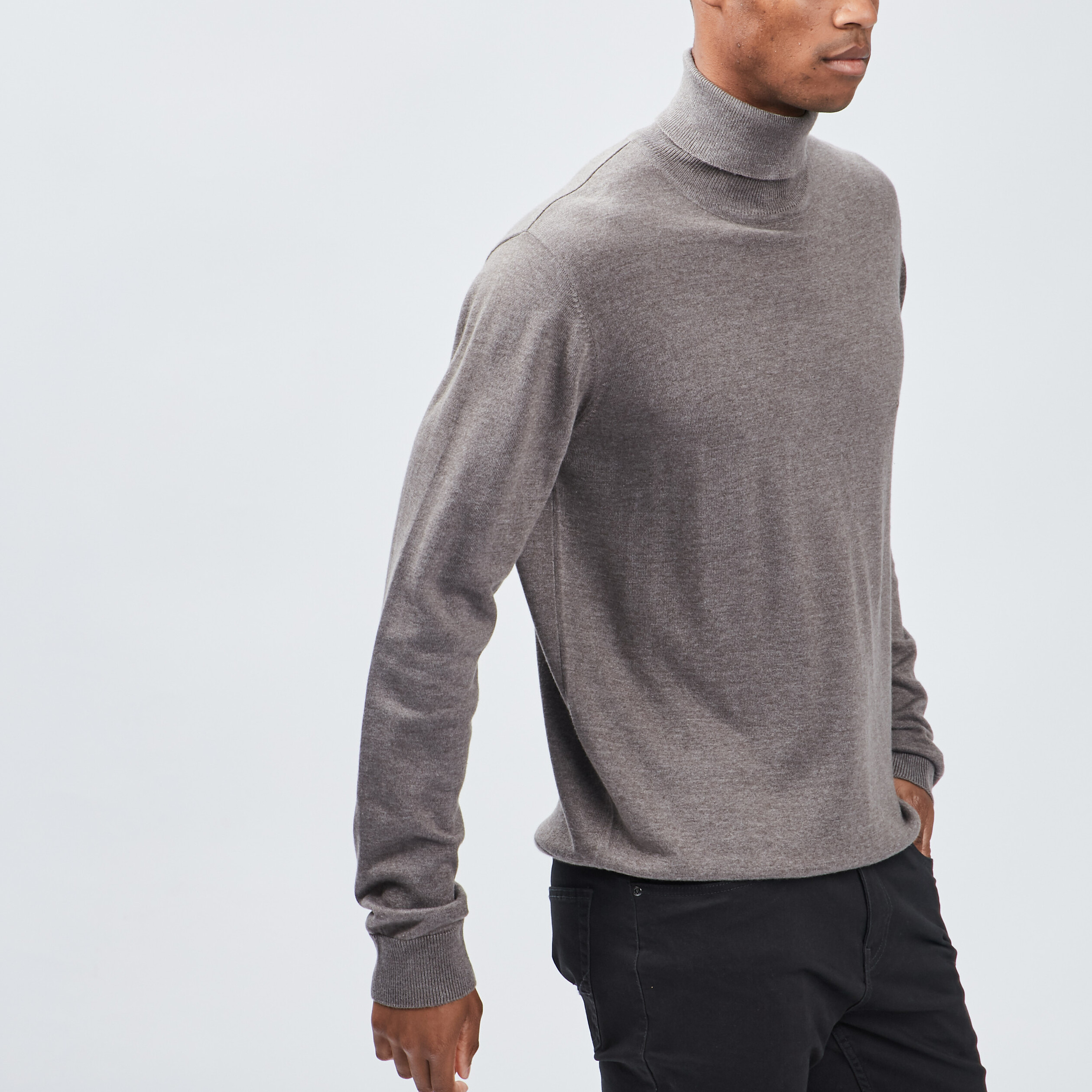 Pull avec col roulé taupe homme | La Halle