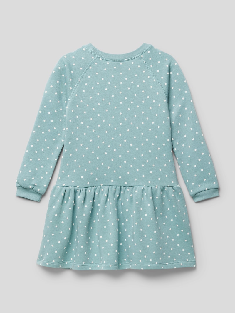 Knielanges Kleid mit Motiv-Stitching in helltürkis