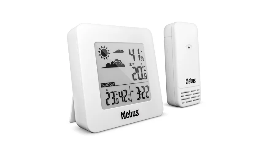 Mebus Funkgesteuerte Wetterstation Weiß