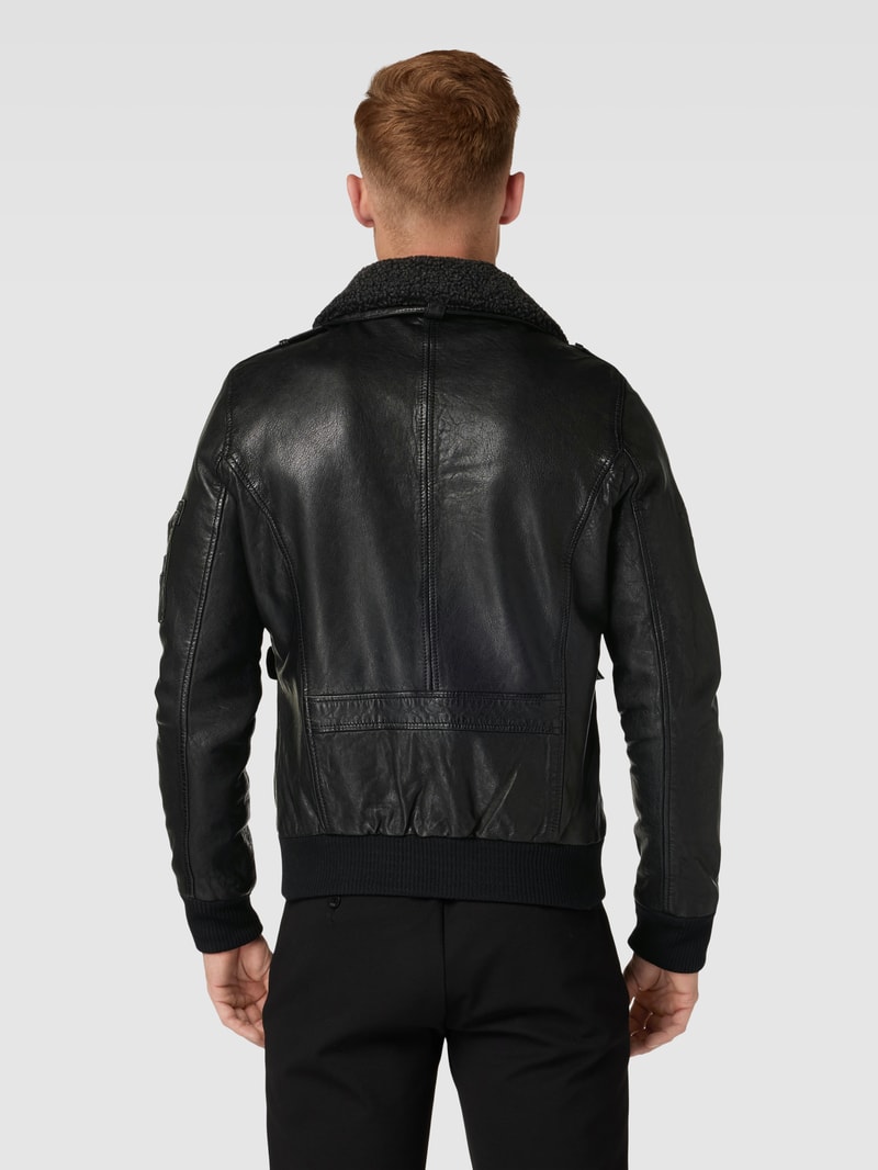 Lederjacke aus echtem Leder mit Label-Patches Modell 'CRUISE' in schwarz