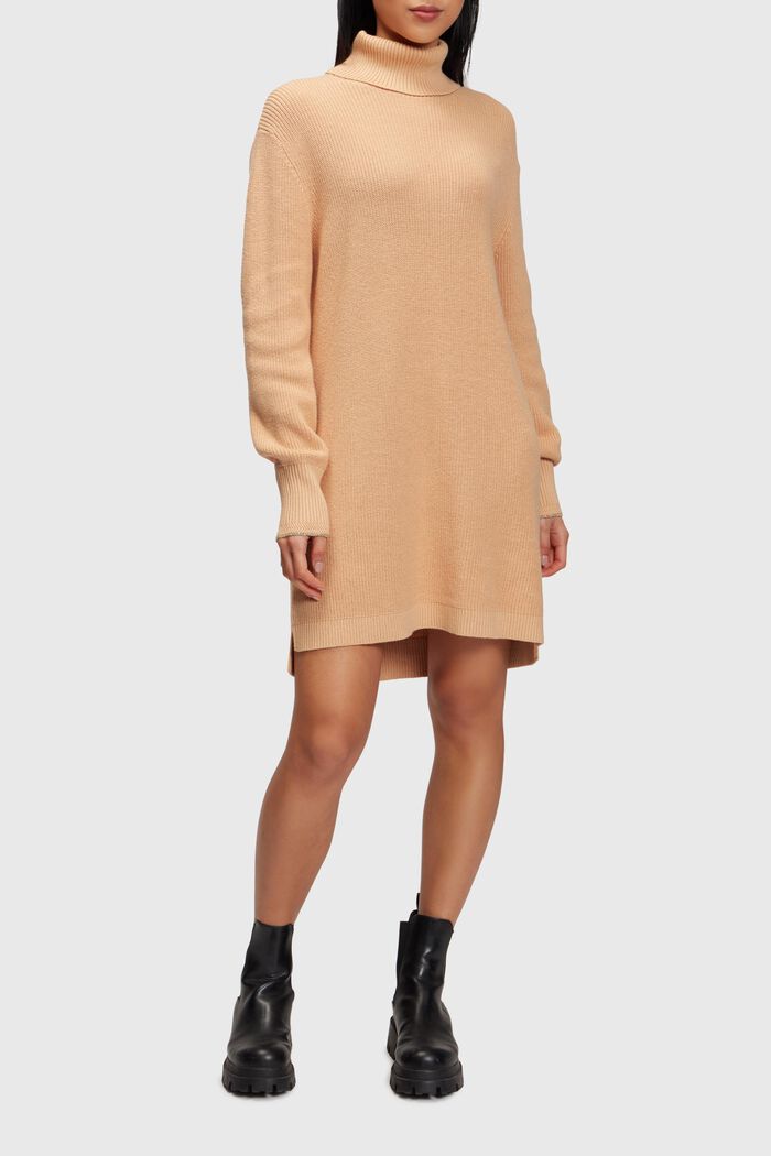 Rollkragen-Strickkleid mit Kaschmiranteil