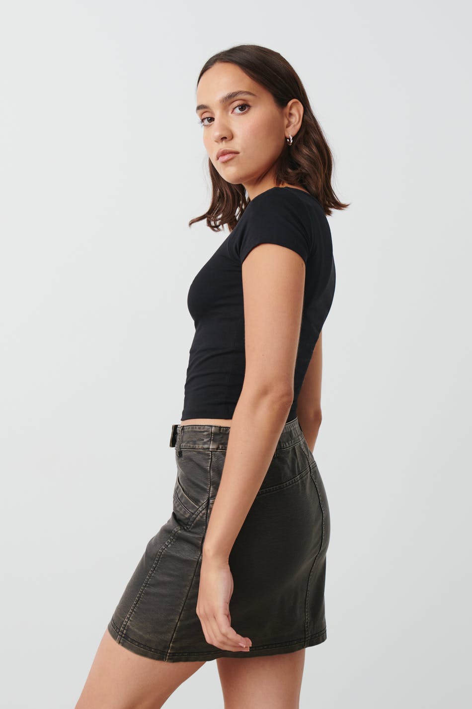 Washed pu skirt