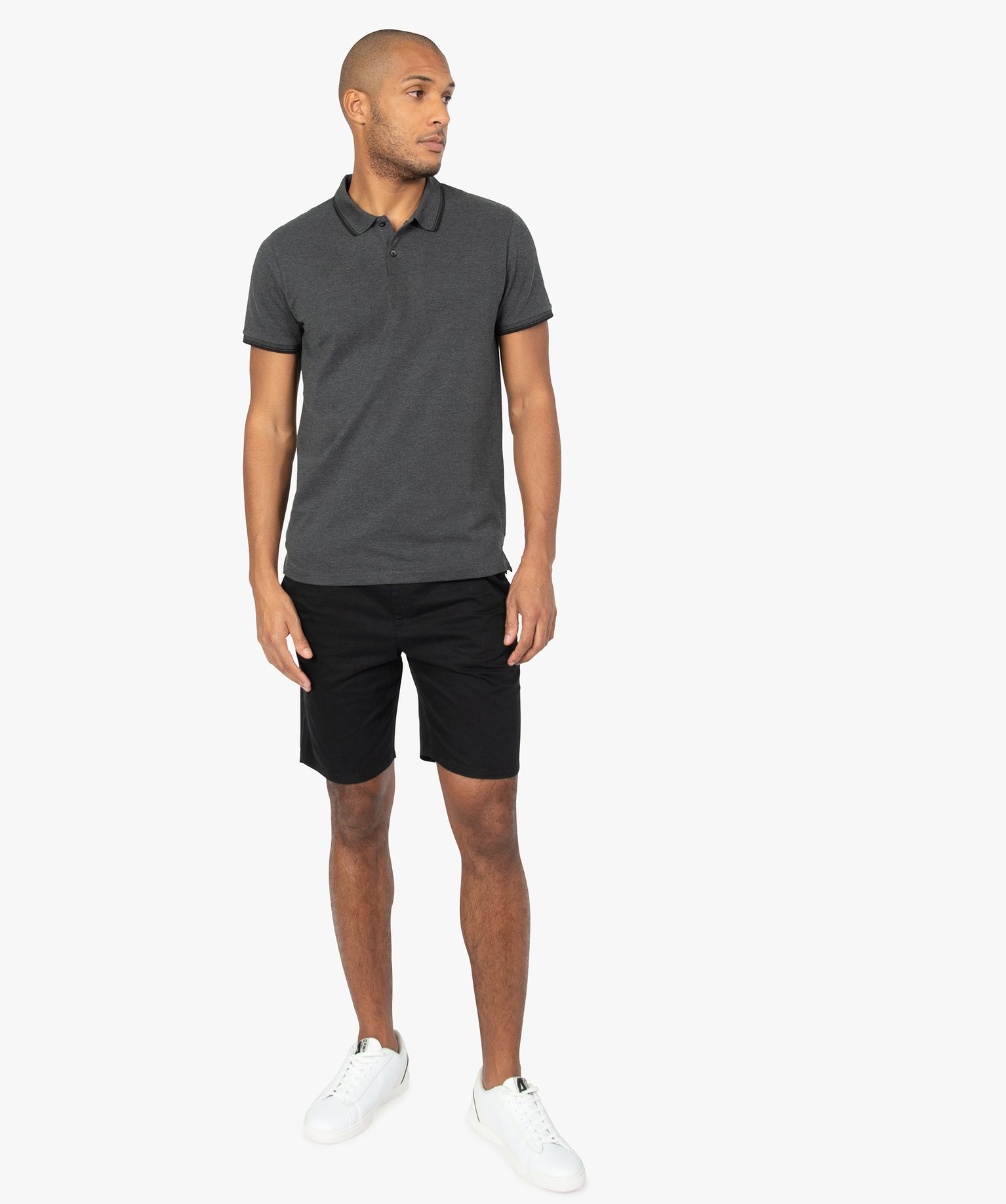 Polo homme à manches courtes 100% coton bio gris fonce | GEMO