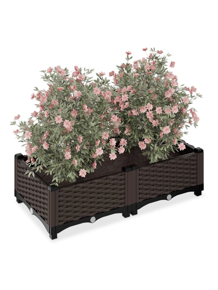 relaxdays Pflanzkübel in Braun - (B) 80 x (H)23 x (T)40 cm günstig kaufen onesize