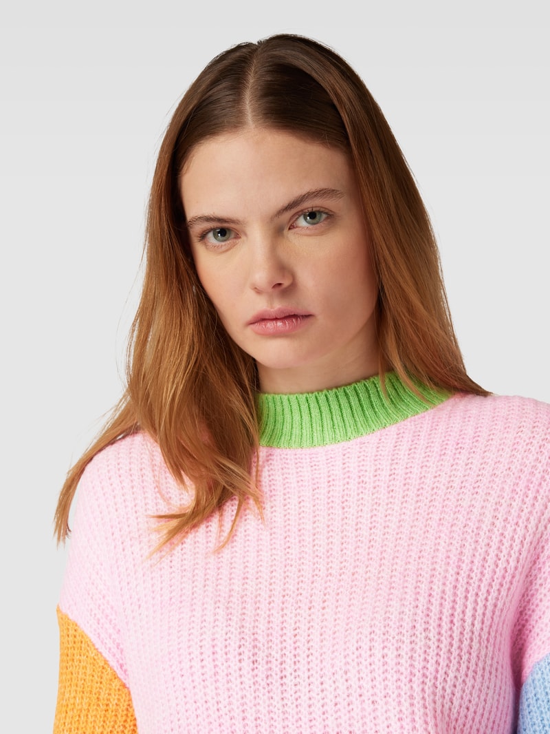 Strickpullover im Colour-Blocking-Design Modell 'MANNA' in rosa