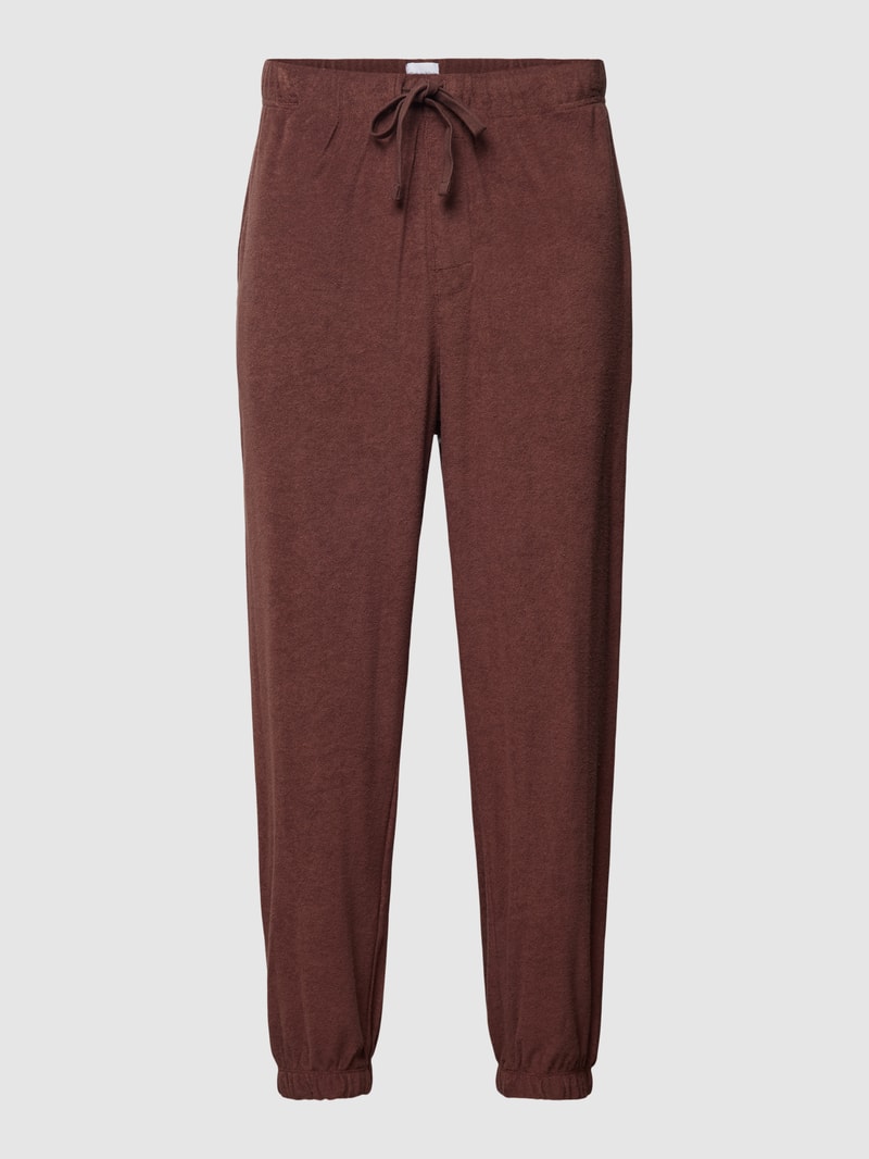 Sweatpants aus Frottee Modell 'COZY LOUNGE' in mittelbraun