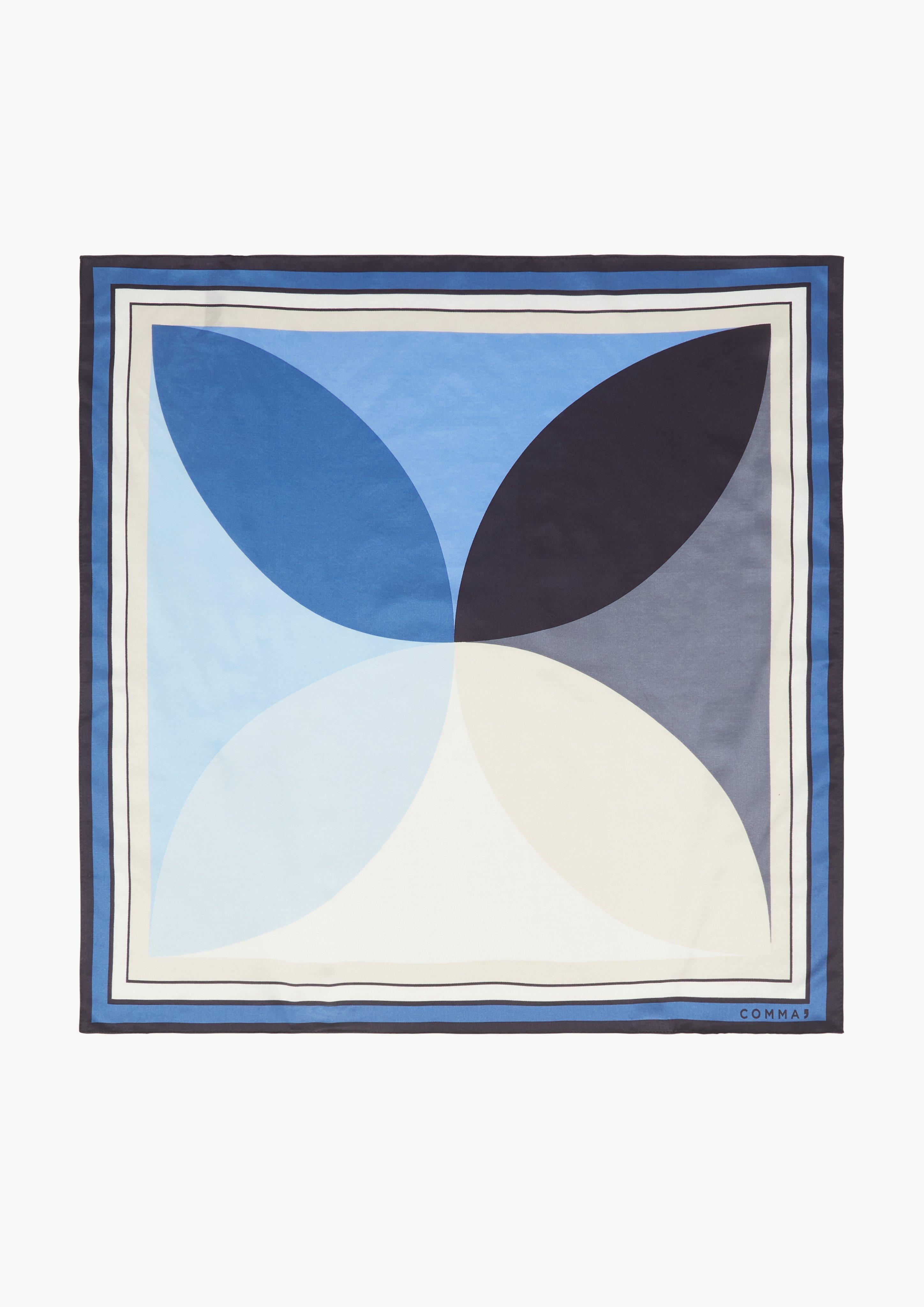 Tuch mit platziertem Print aus Seidenmix - royalblau