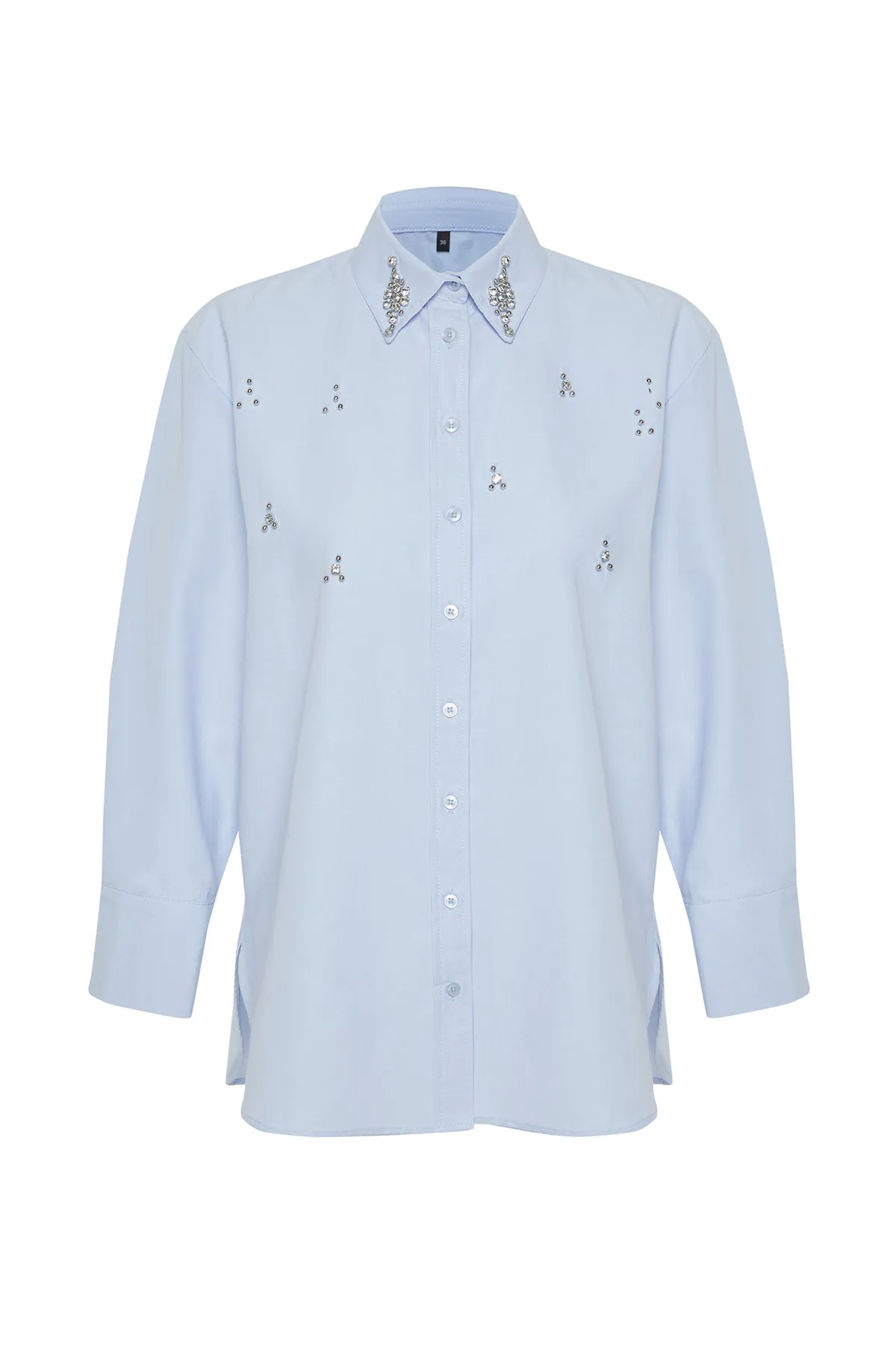 Trendyol Collection  Hellblaues gewebtes Hemd mit Steindetail - Regular Fit TWOSS24GO00069