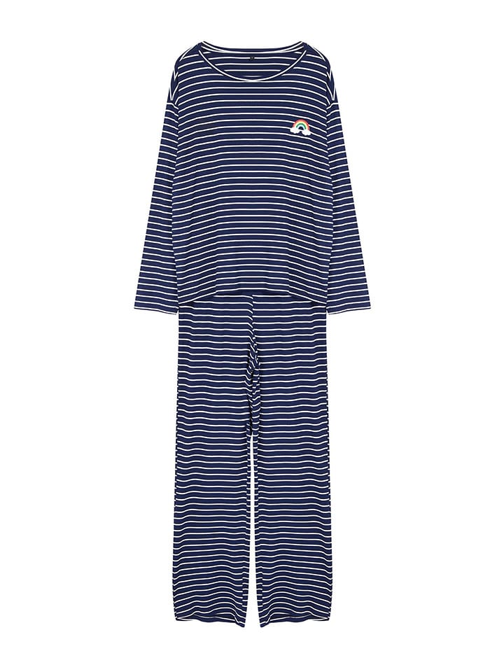 trendyol Pyjama in Dunkelblau/ Weiß günstig kaufen