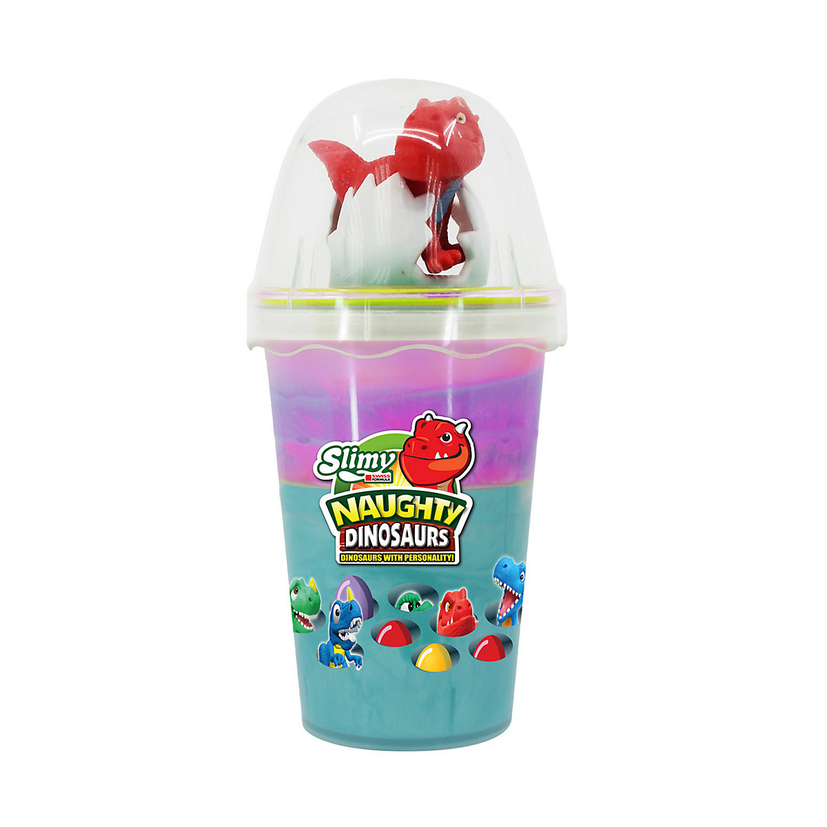 SLIMY® Dinosaur Collectible - 155g Original Slimy Slime Spielmasse in zwei Farben inkl. lustiger Dinosaurier Sammelfigur